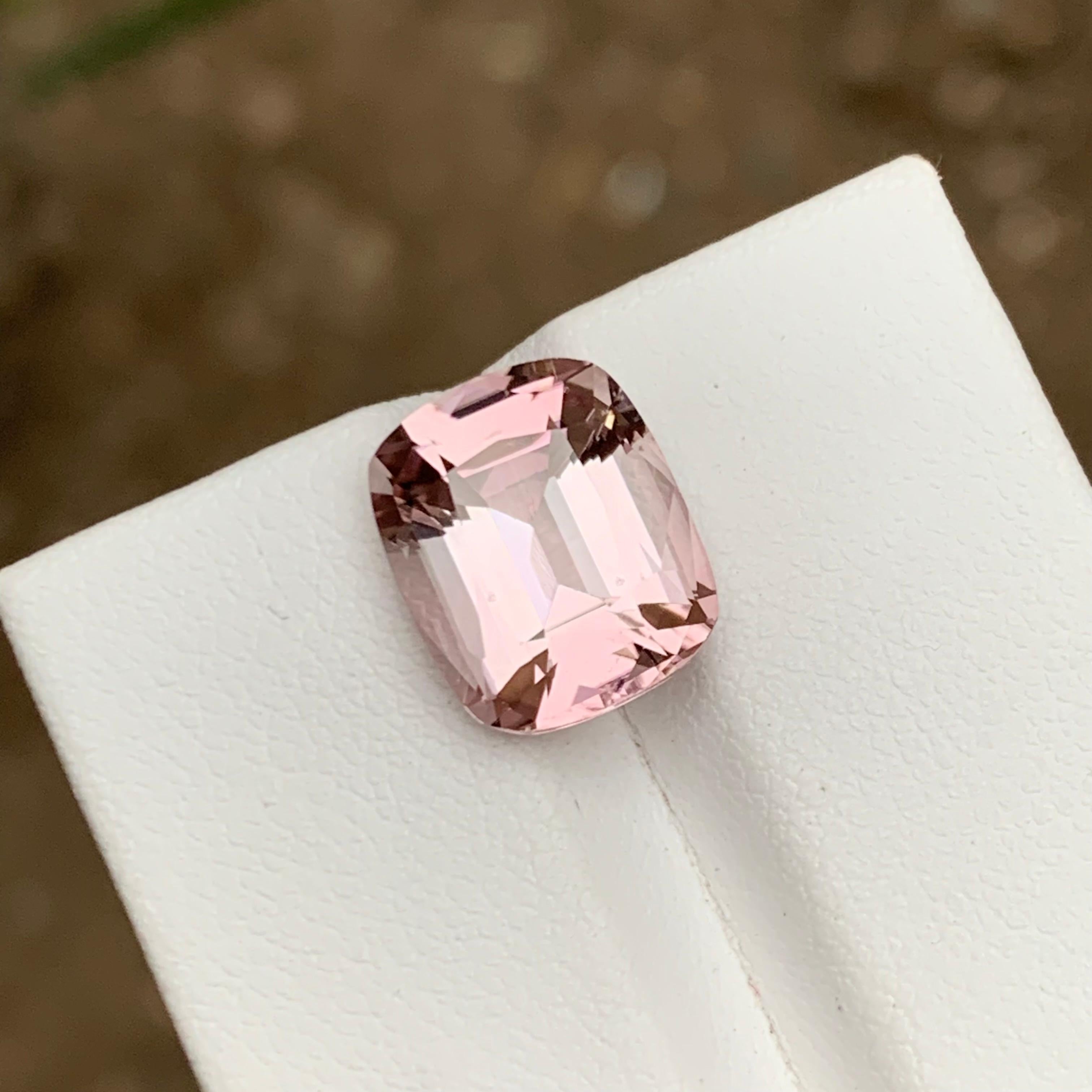 Rare Peachy Pink Natural Tourmaline Gemstone, 5.70 Ct Cushion Cut-Ring/Pendant For Sale 4