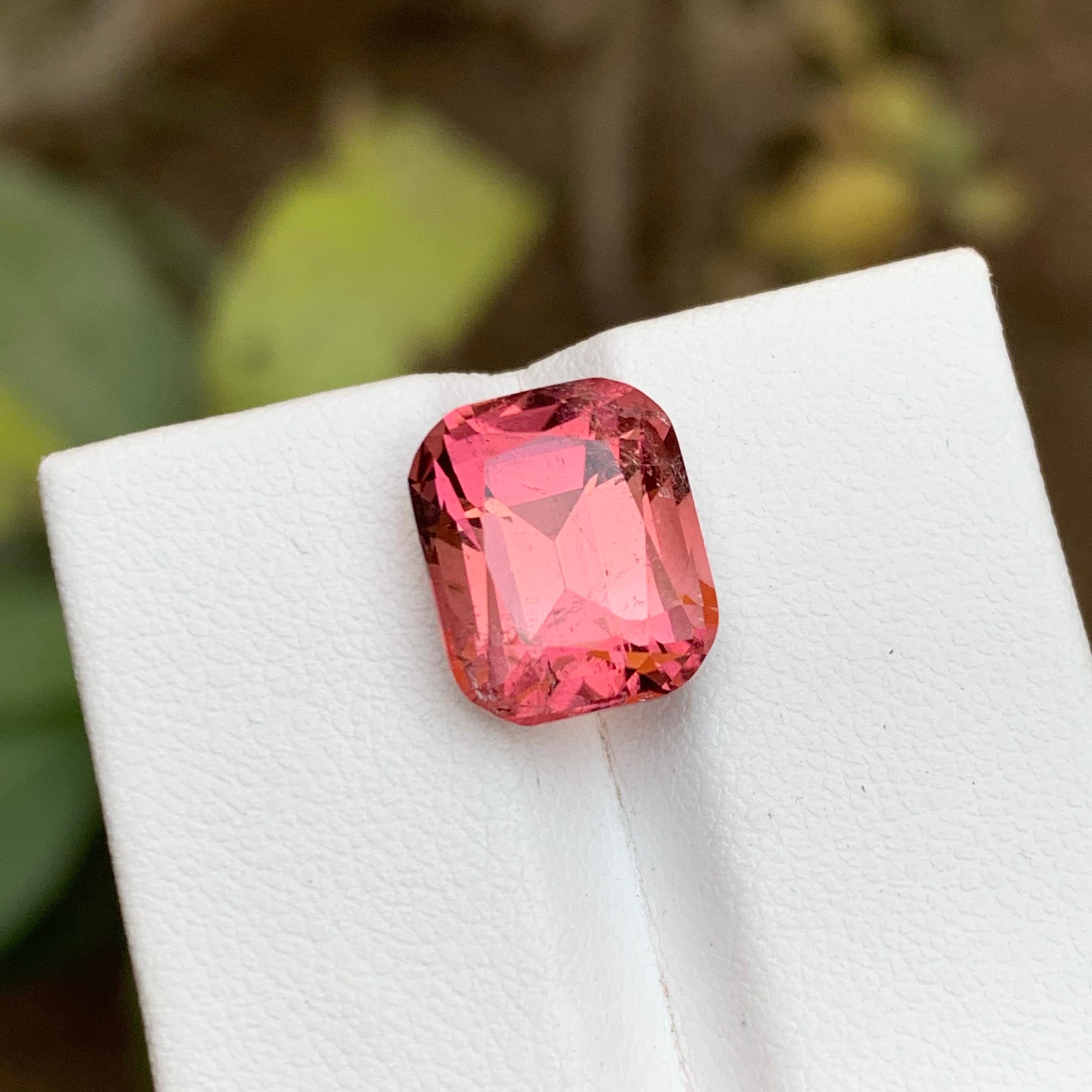 Rare Peachy Pink Natural Tourmaline Gemstone, 7.25 Ct Cushion for Ring/Pendant For Sale 4