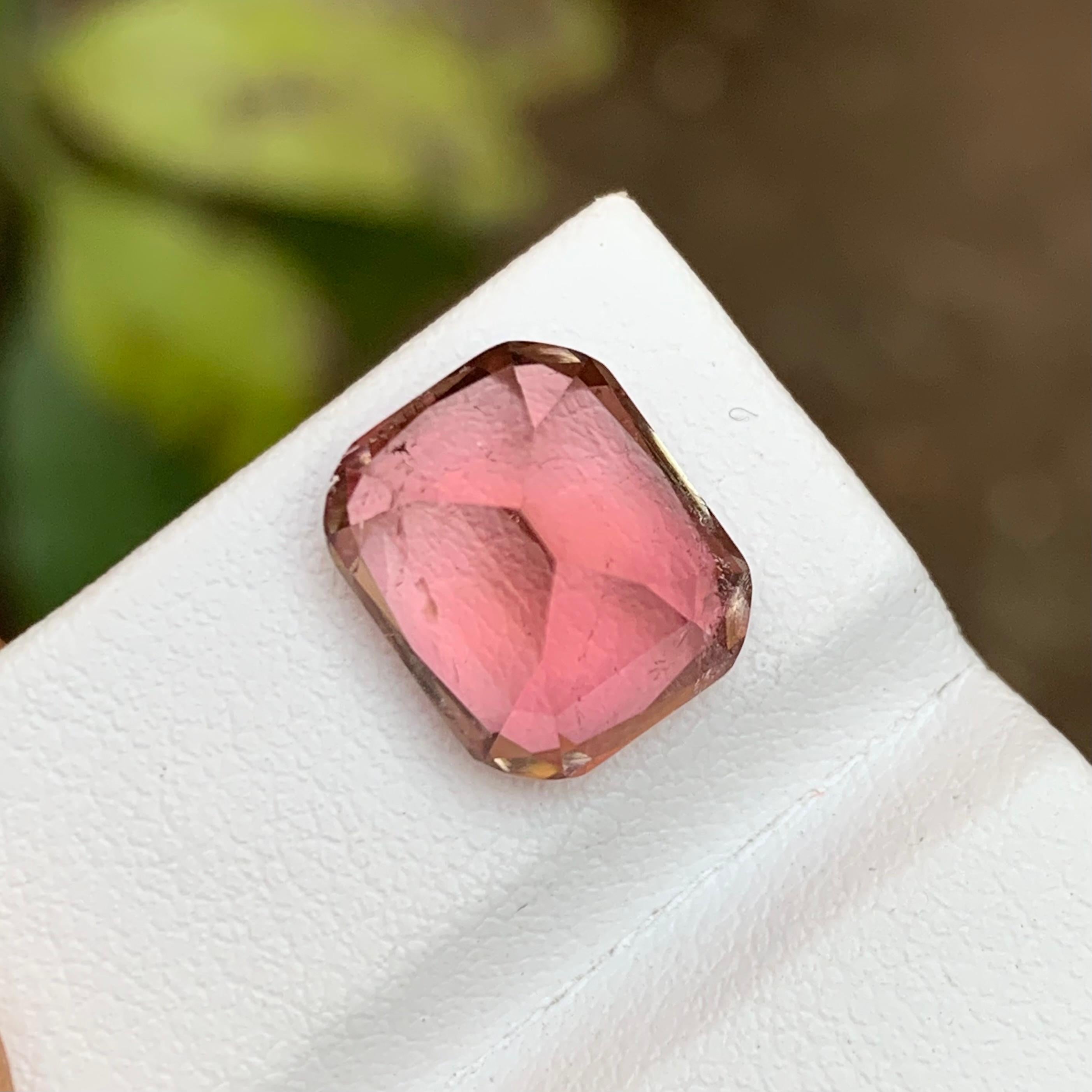 Cushion Cut Rare Peachy Pink Natural Tourmaline Gemstone, 7.25 Ct Cushion for Ring/Pendant For Sale