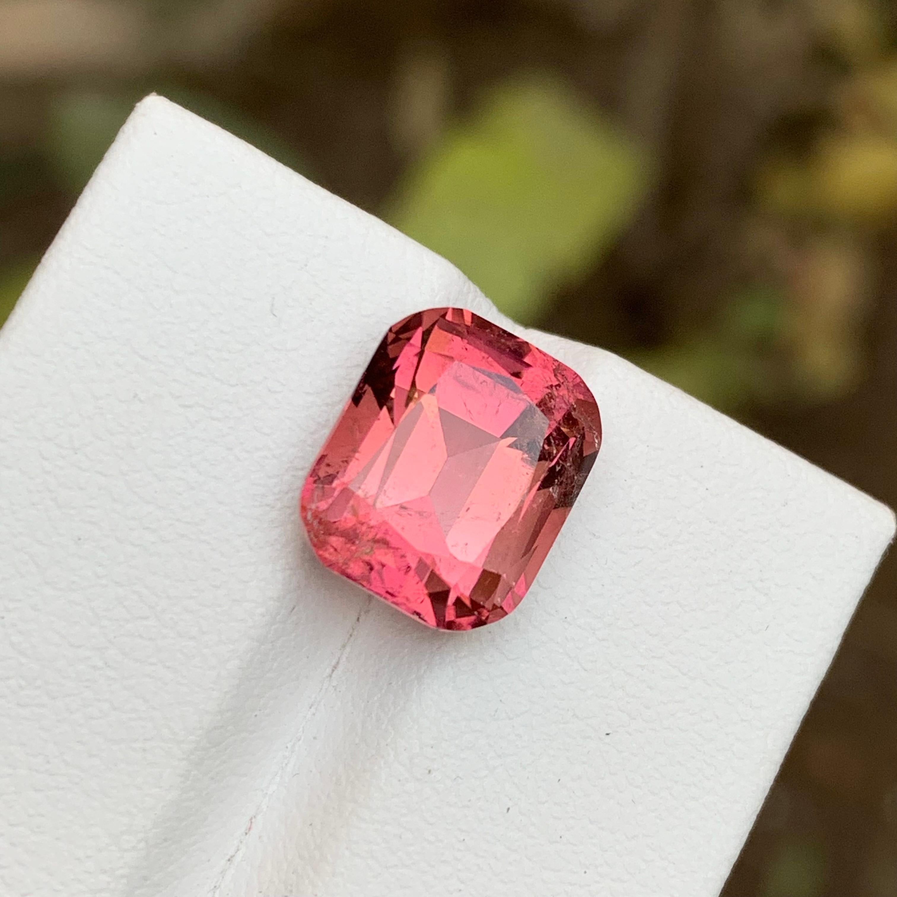 Rare Peachy Pink Natural Tourmaline Gemstone, 7.25 Ct Cushion for Ring/Pendant For Sale 1