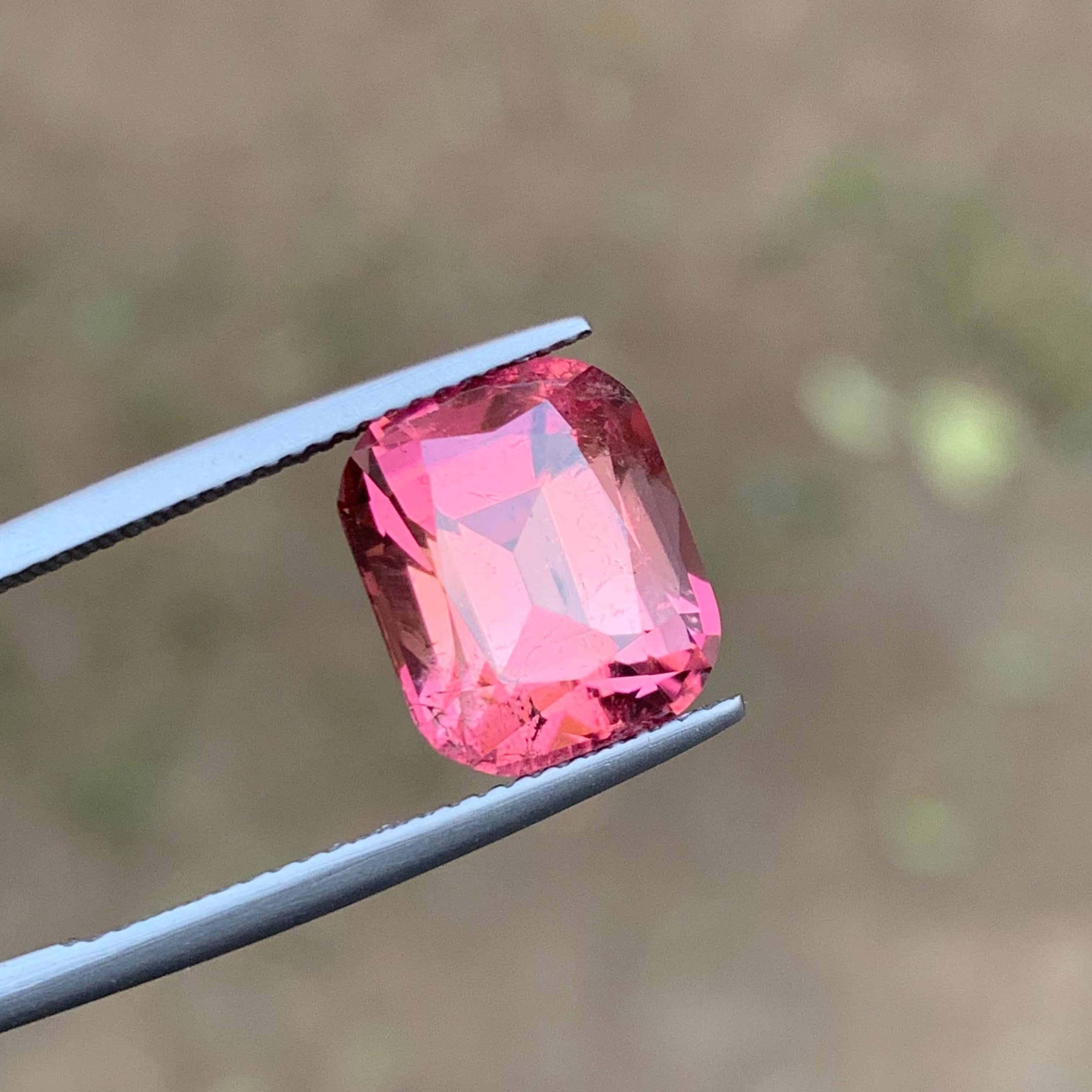 Rare Peachy Pink Natural Tourmaline Gemstone, 7.25 Ct Cushion for Ring/Pendant For Sale 2