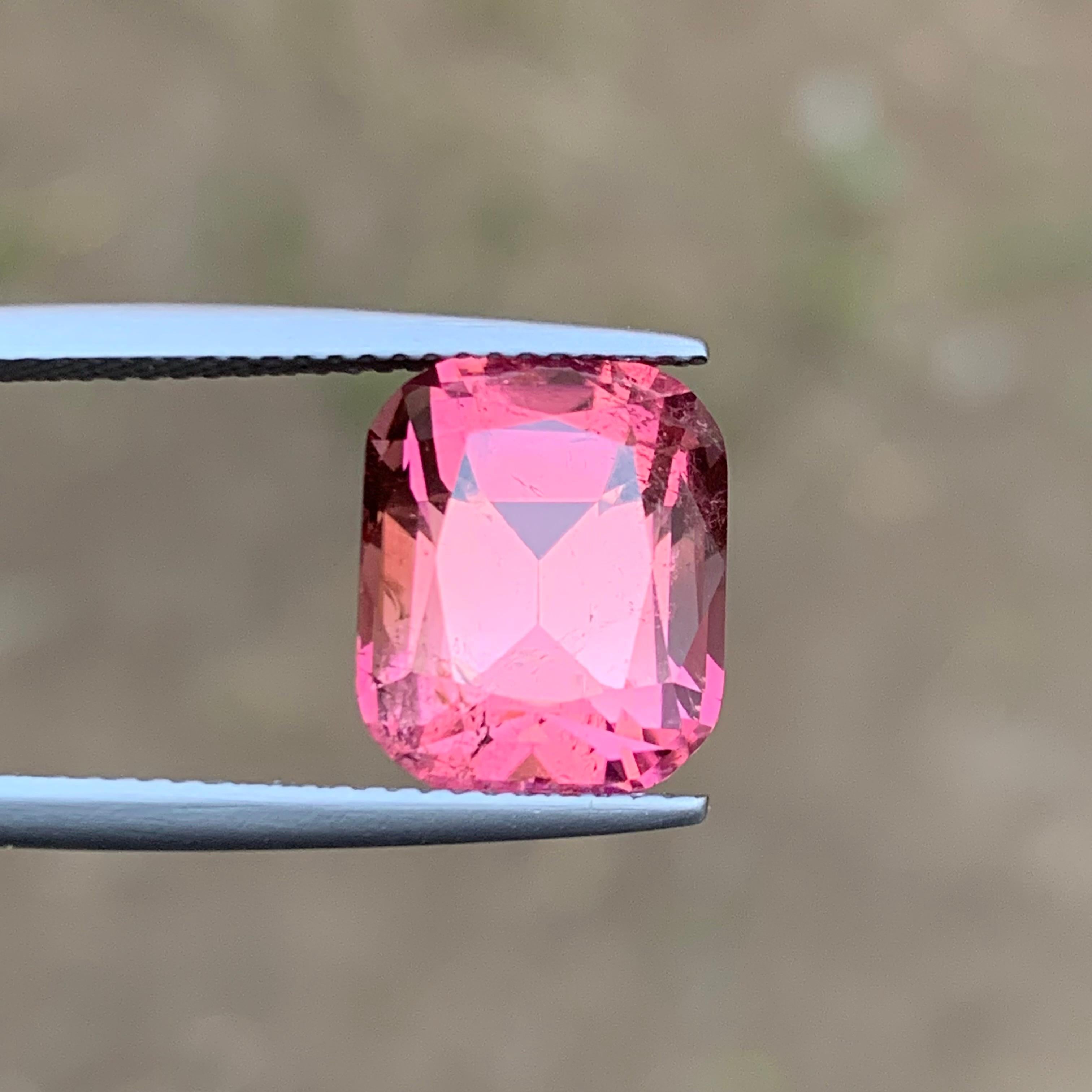 Rare Peachy Pink Natural Tourmaline Gemstone, 7.25 Ct Cushion for Ring/Pendant For Sale 3