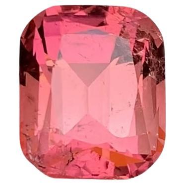 Rare Peachy Pink Natural Tourmaline Gemstone, 7.25 Ct Cushion for Ring/Pendant For Sale