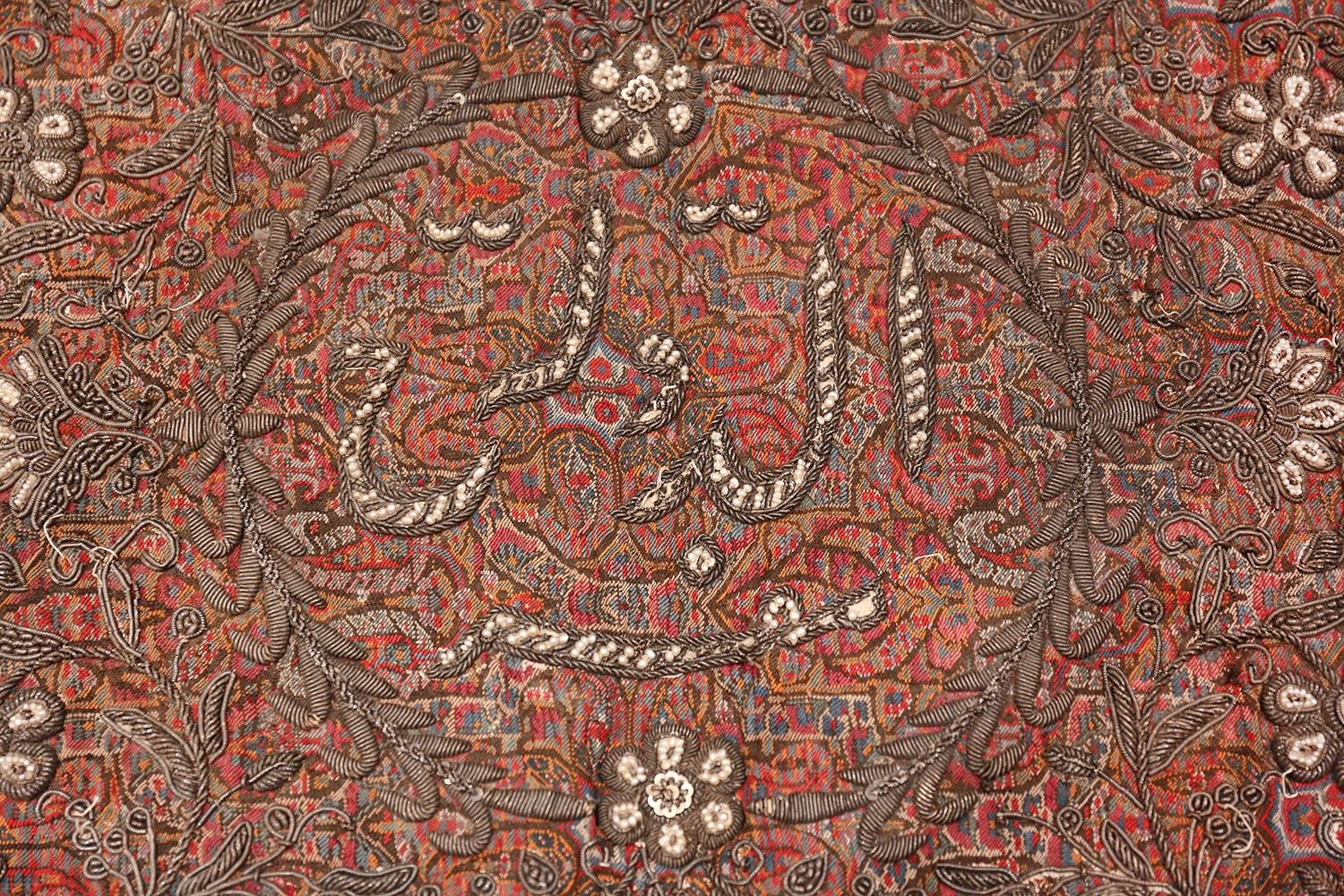 Magnificent and Rare Pearl and Silver Antique Persian Kerman Embroidery, Country of Origin / Rug Type: Persian Rug, Circa Date: Mid – 19th Century