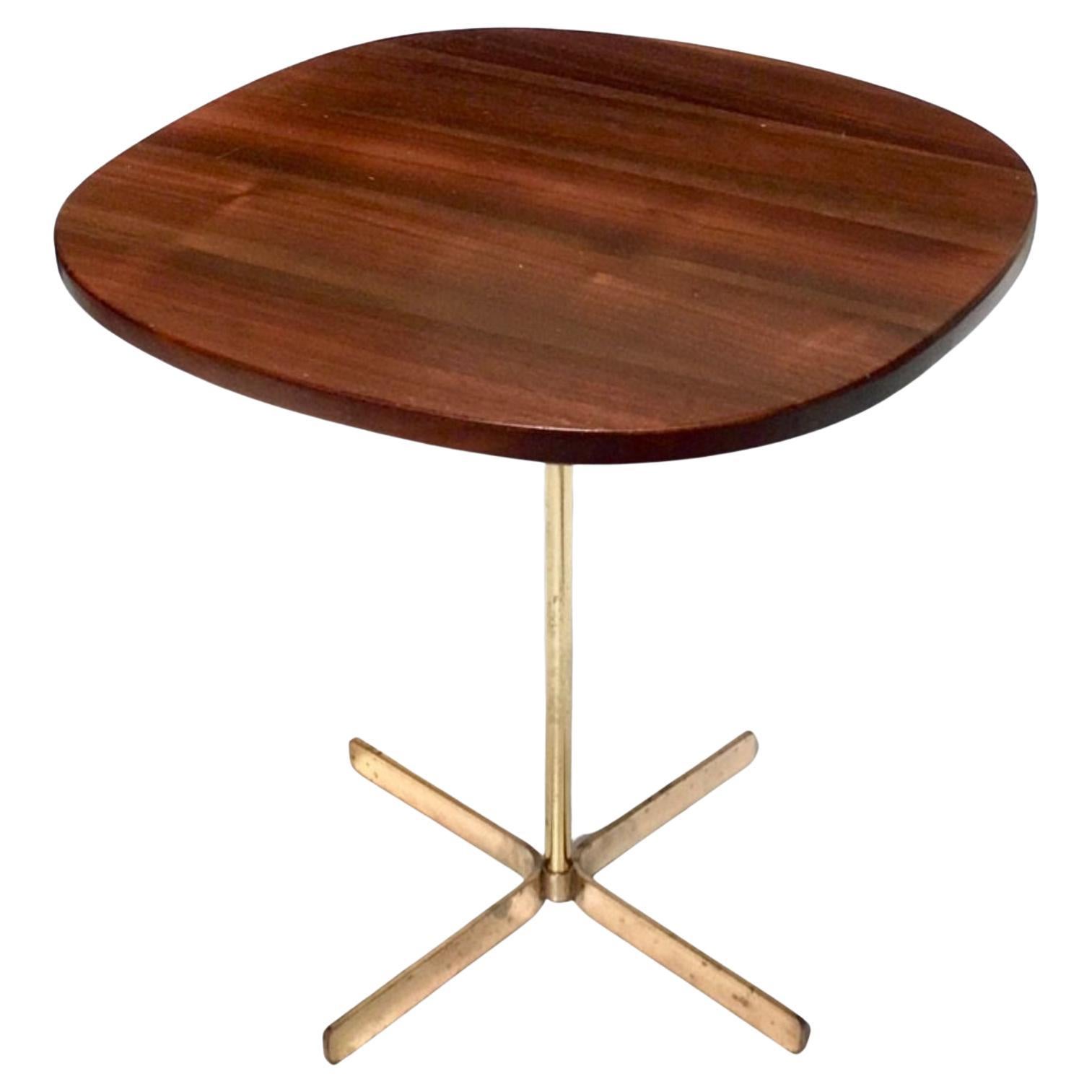 Rare Pedestal Side Table in Walnut and Brass by Allan Gould Circa 1950s