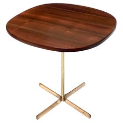 Rare Pedestal Side Table in Walnut and Brass by Allan Gould Circa 1950s