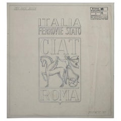 Raro dibujo a pluma de Giovanni Gariboldi para Paolo Buffa, Italia, años 40