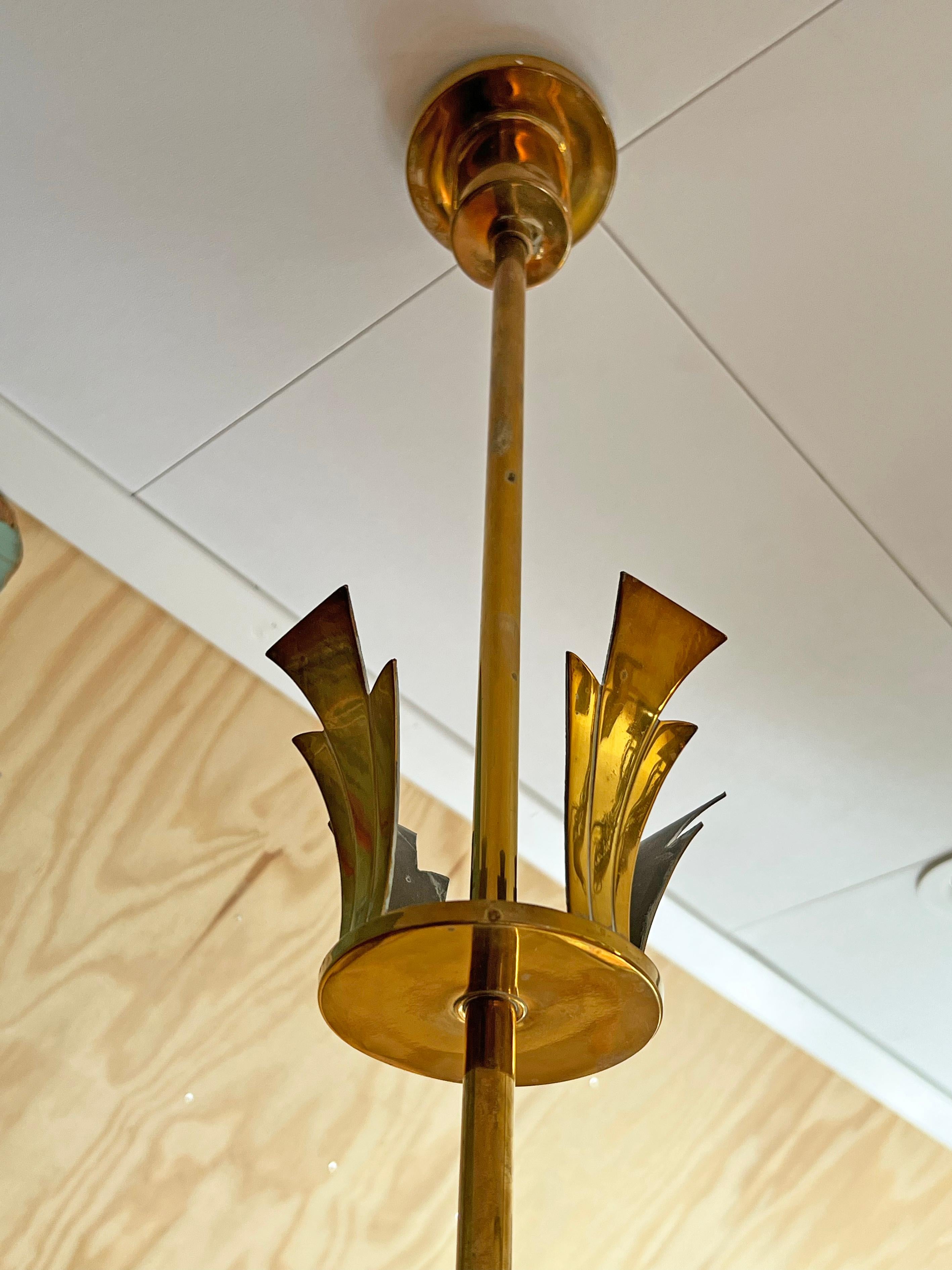 Pendant in Brass and Glass by Böhlmarks, Sweden, 1920's In Good Condition For Sale In Örebro, SE