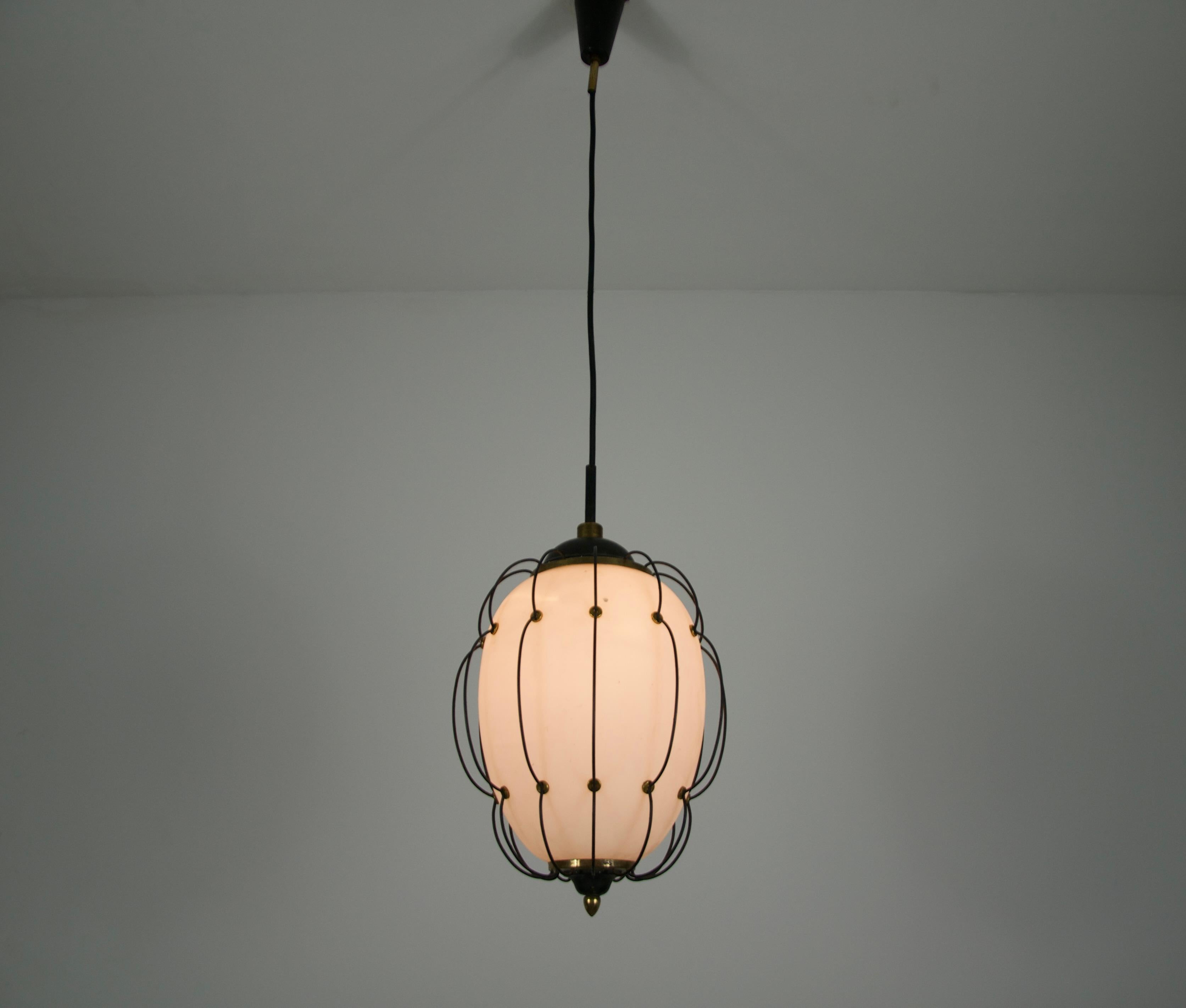 Rare Pendant Lamp by Angelo Lelli for Arredoluce, 1950s For Sale 4
