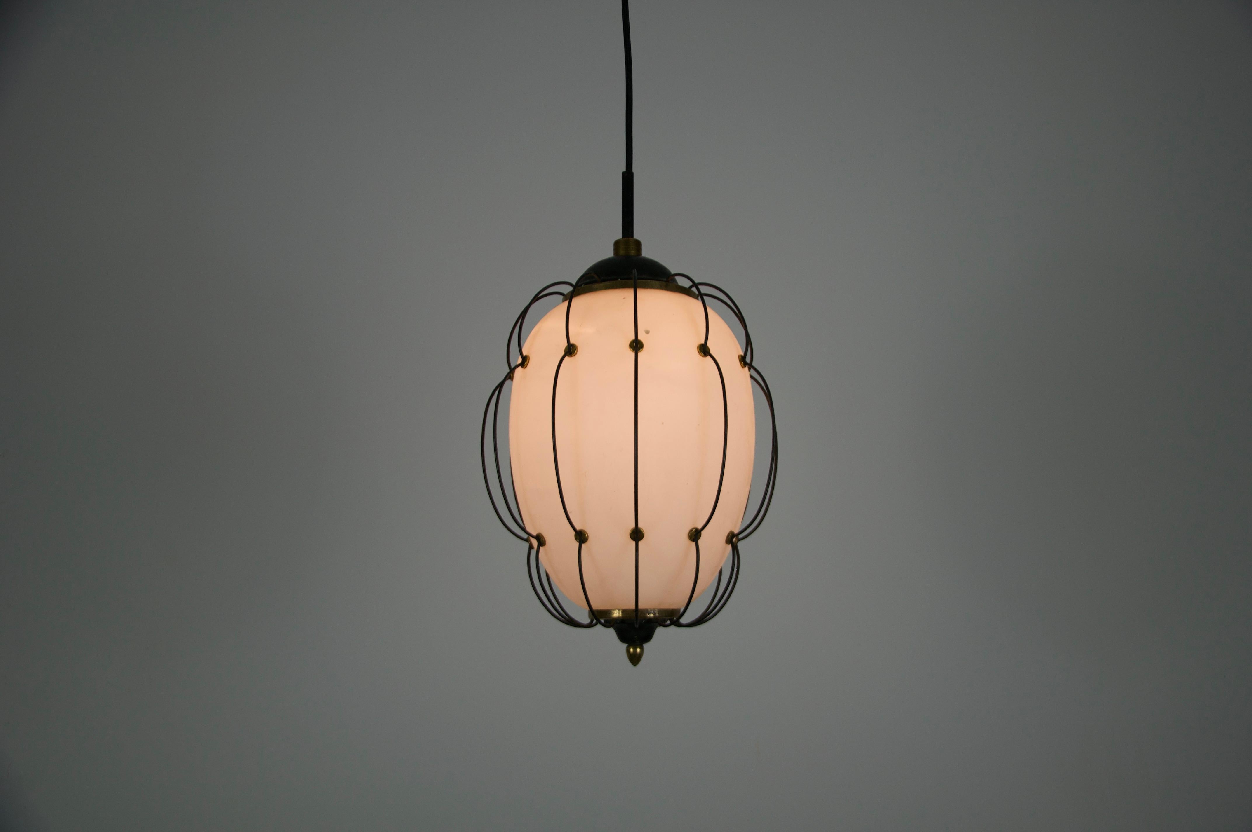 Rare Pendant Lamp by Angelo Lelli for Arredoluce, 1950s For Sale 7
