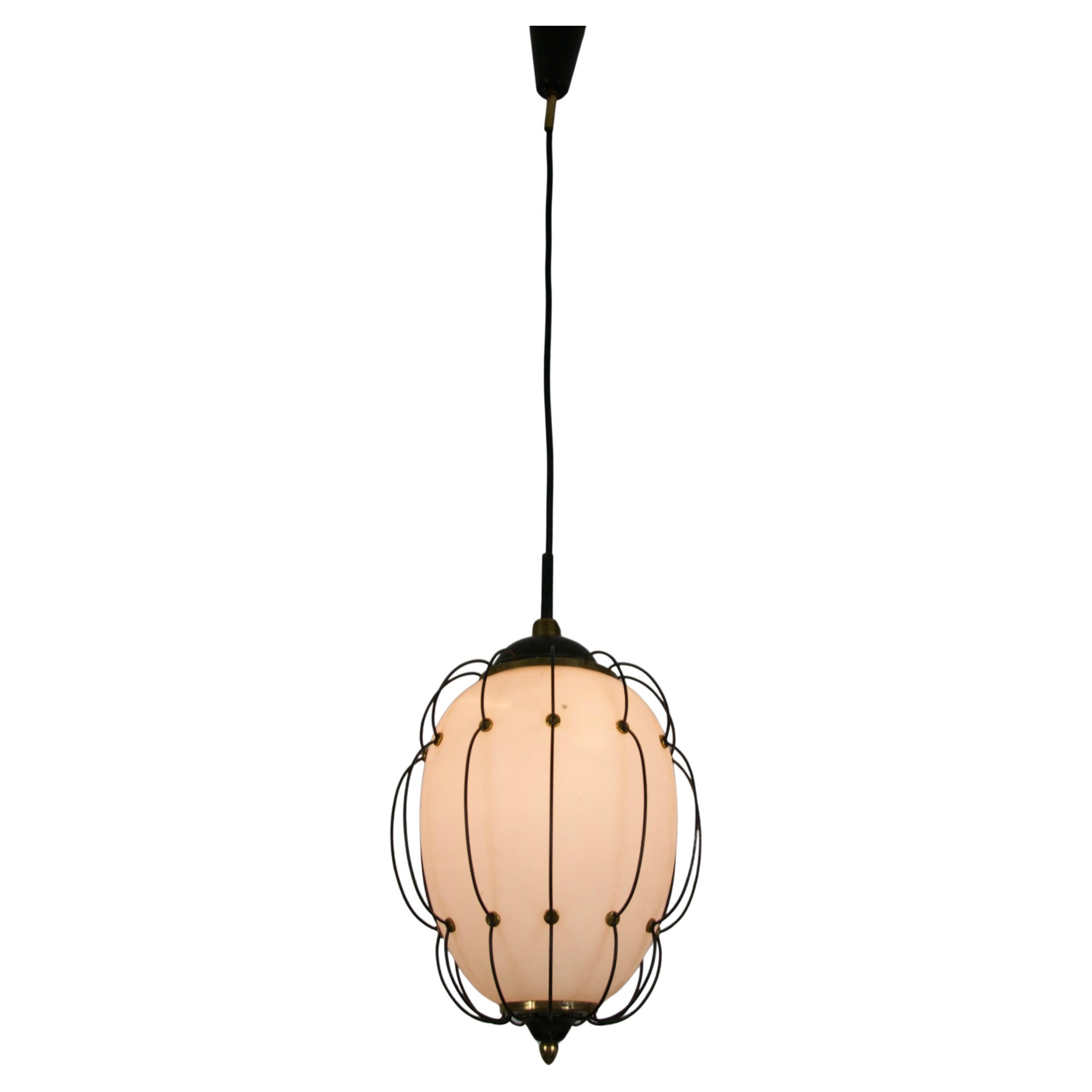 Rare Pendant Lamp by Angelo Lelli for Arredoluce, 1950s For Sale
