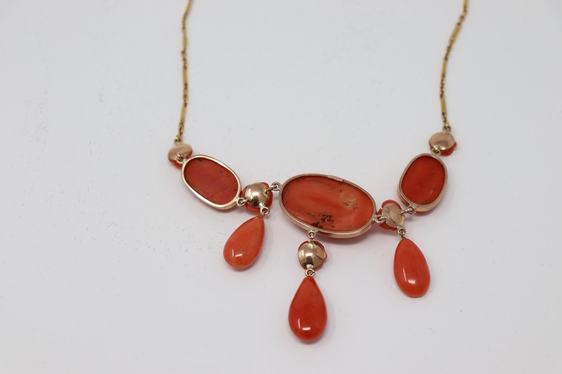 Rare Pendent Necklace in Gold with Carved Coral, 1980s 1