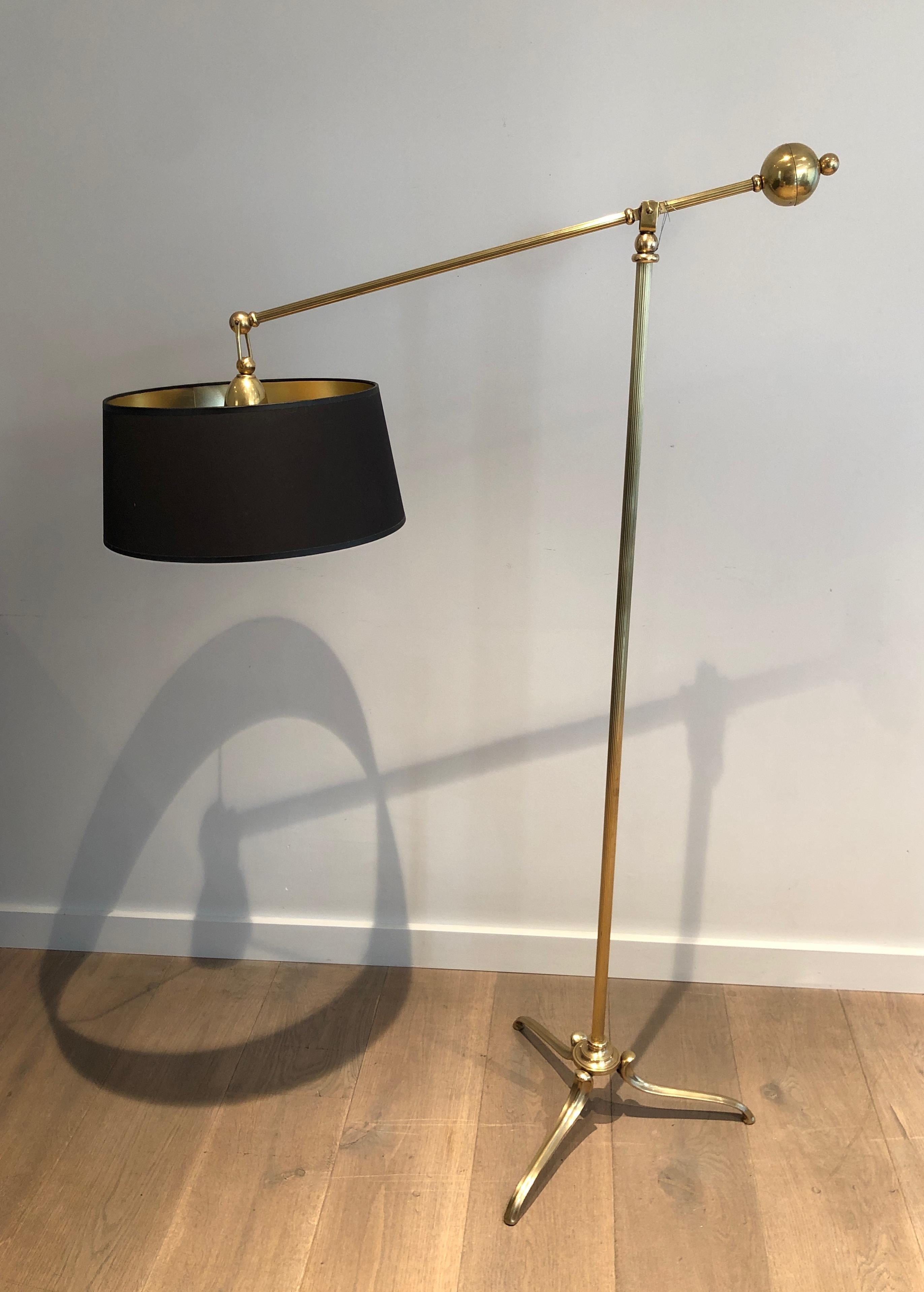 French Rare Pendulum Brass Floor Lamp