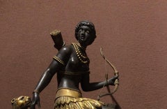 Raro Reloj de Péndulo "África" Bronce Dorado Grabado, Principios del Siglo XIX, París