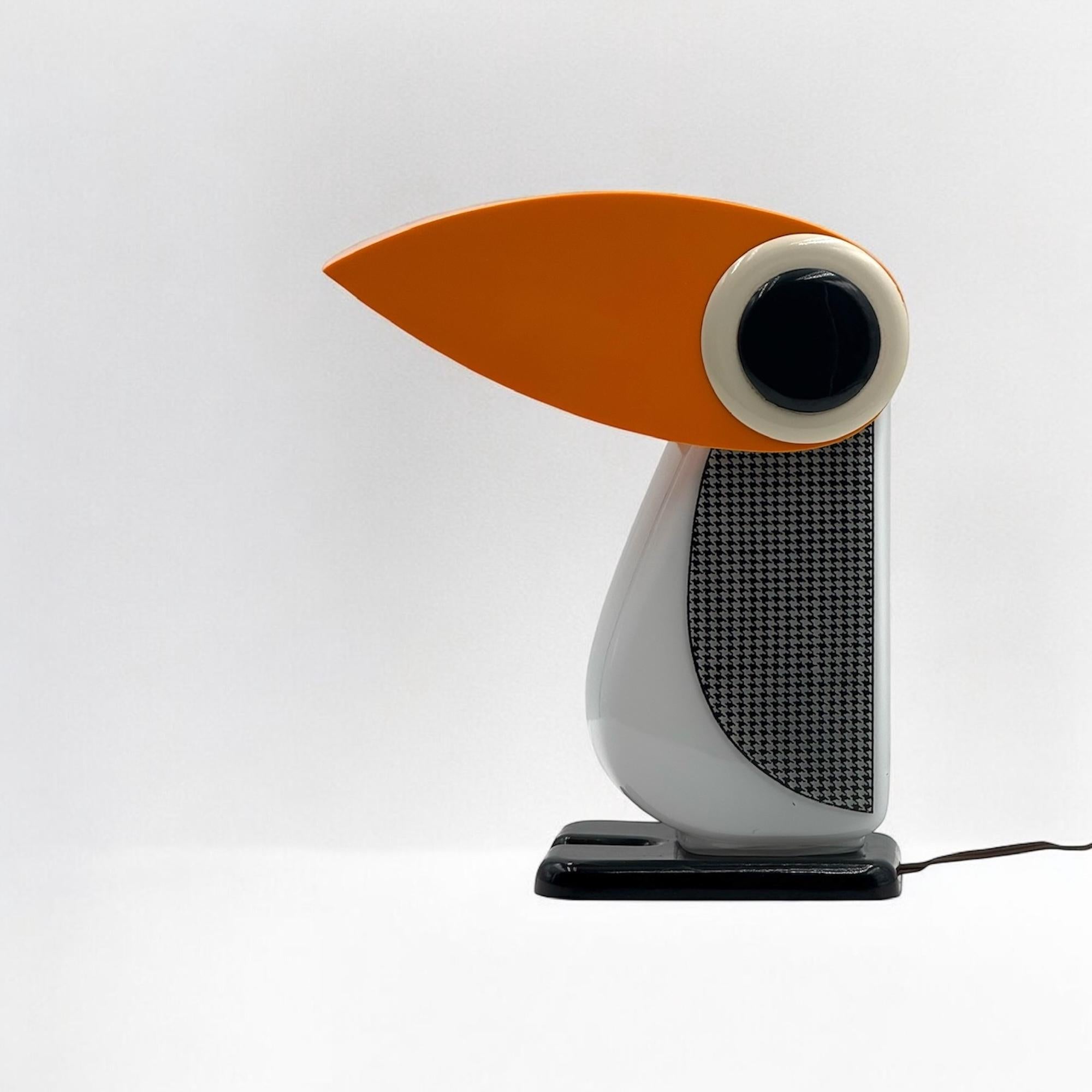 Mid-Century Modern Rare Penguin Lamp by Fernando Cassetta for Tacman Manara in Orange, 1970s