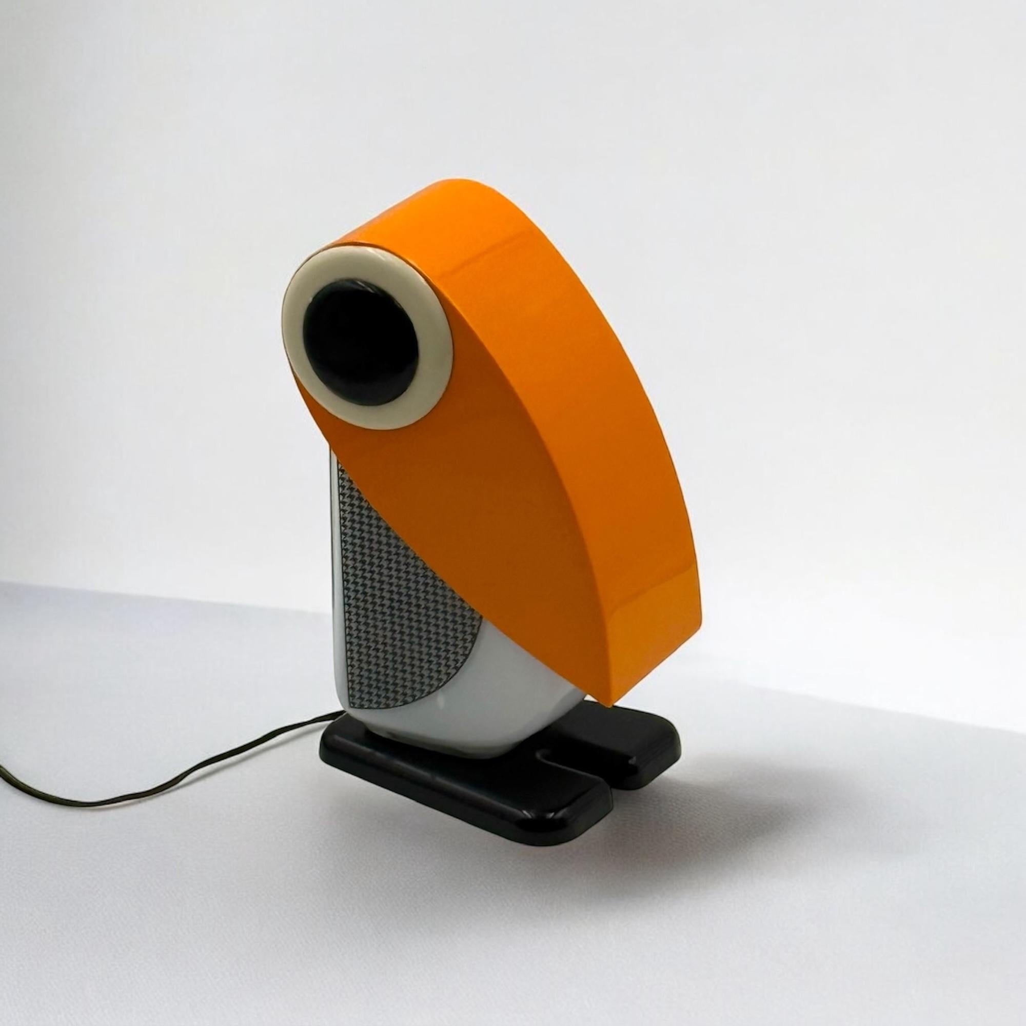 Italian Rare Penguin Lamp by Fernando Cassetta for Tacman Manara in Orange, 1970s