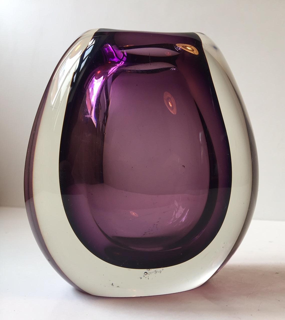 Mid-20th Century Rare Per Lutken Glass Vase with Amatyst Hues, Holmegaard, Denmark, 1955