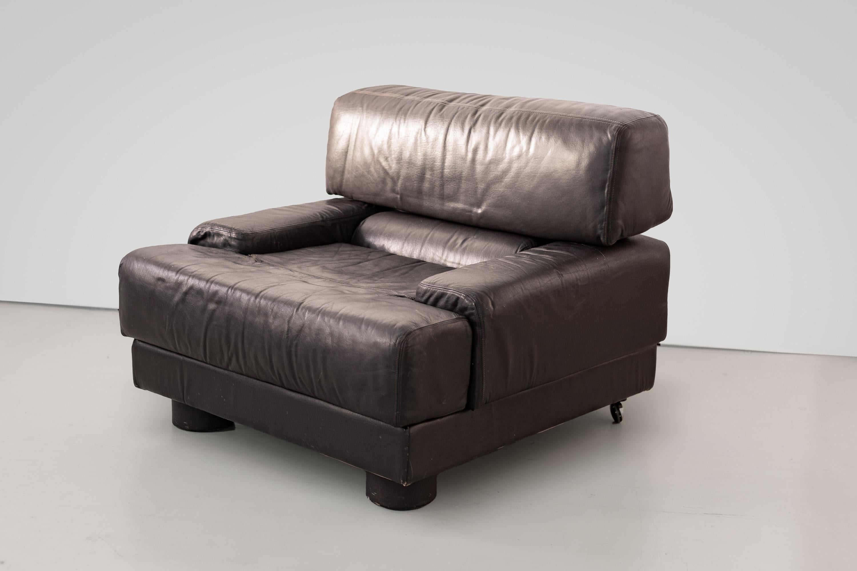 Rare Percival Lafer Chair in Dark Brown Leather For Sale 7