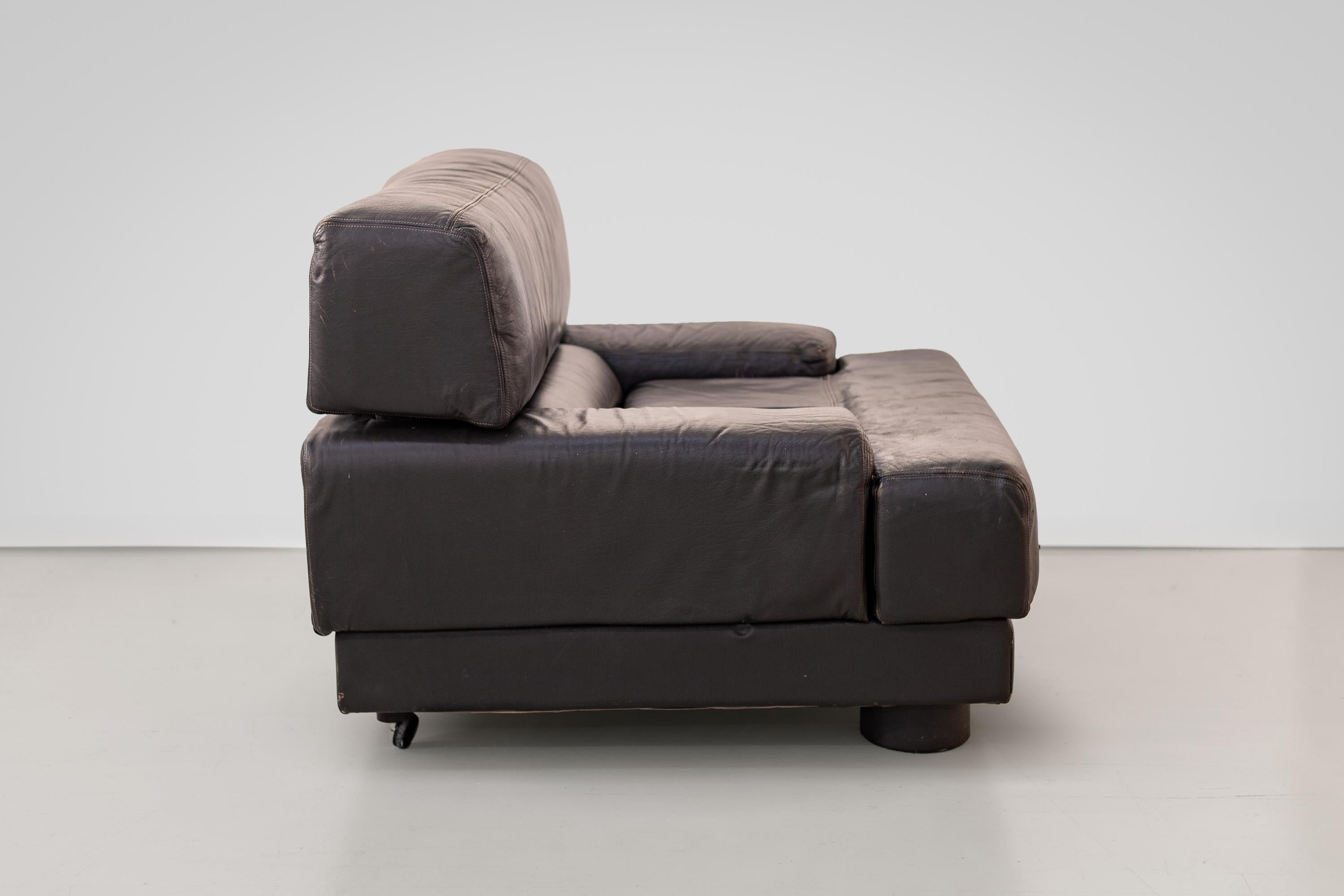 Rare Percival Lafer Chair in Dark Brown Leather For Sale 2