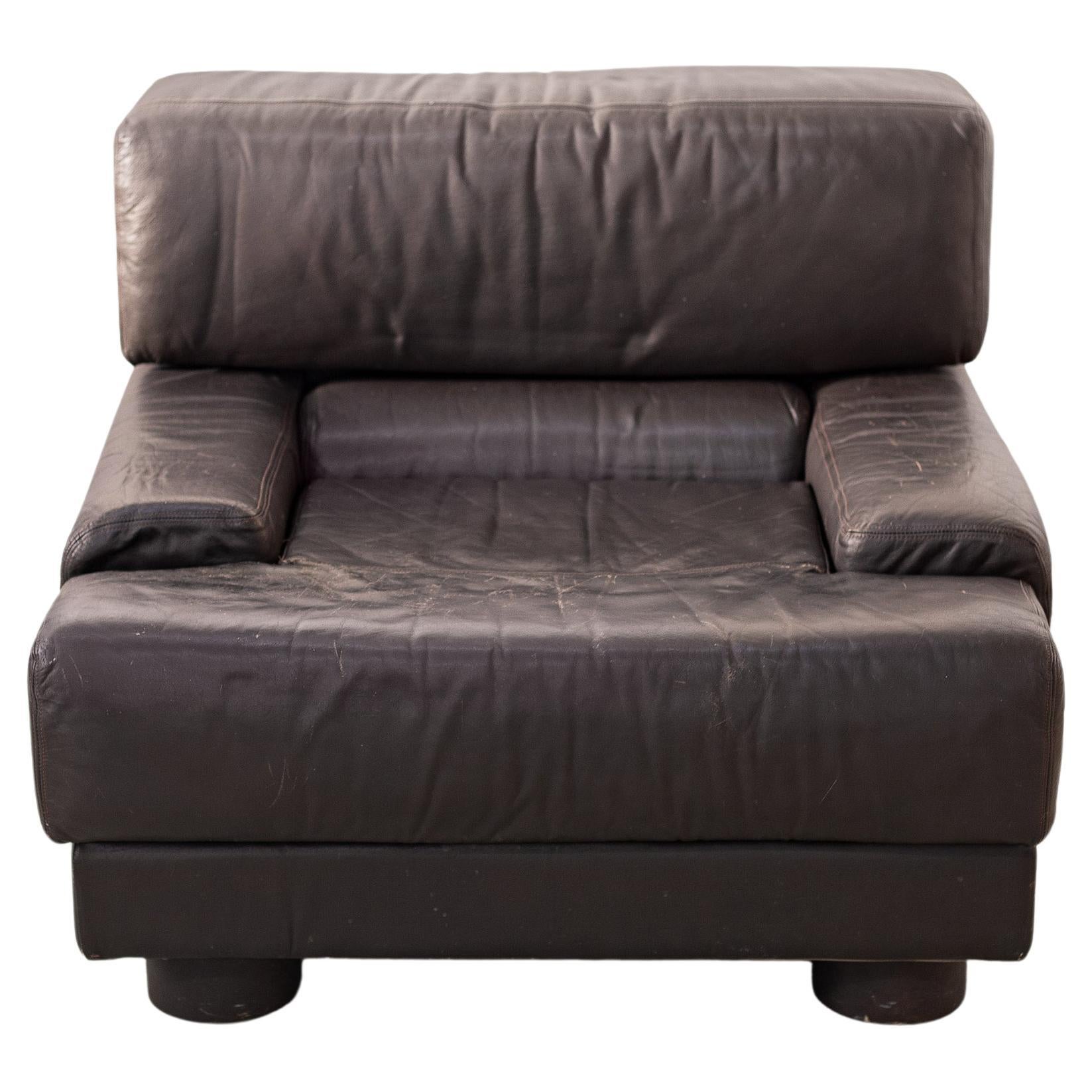 Rare Percival Lafer Chair in Dark Brown Leather 