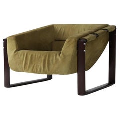 Rare Percival Lafer Lounge Chair in Rosewood and Suede Leather