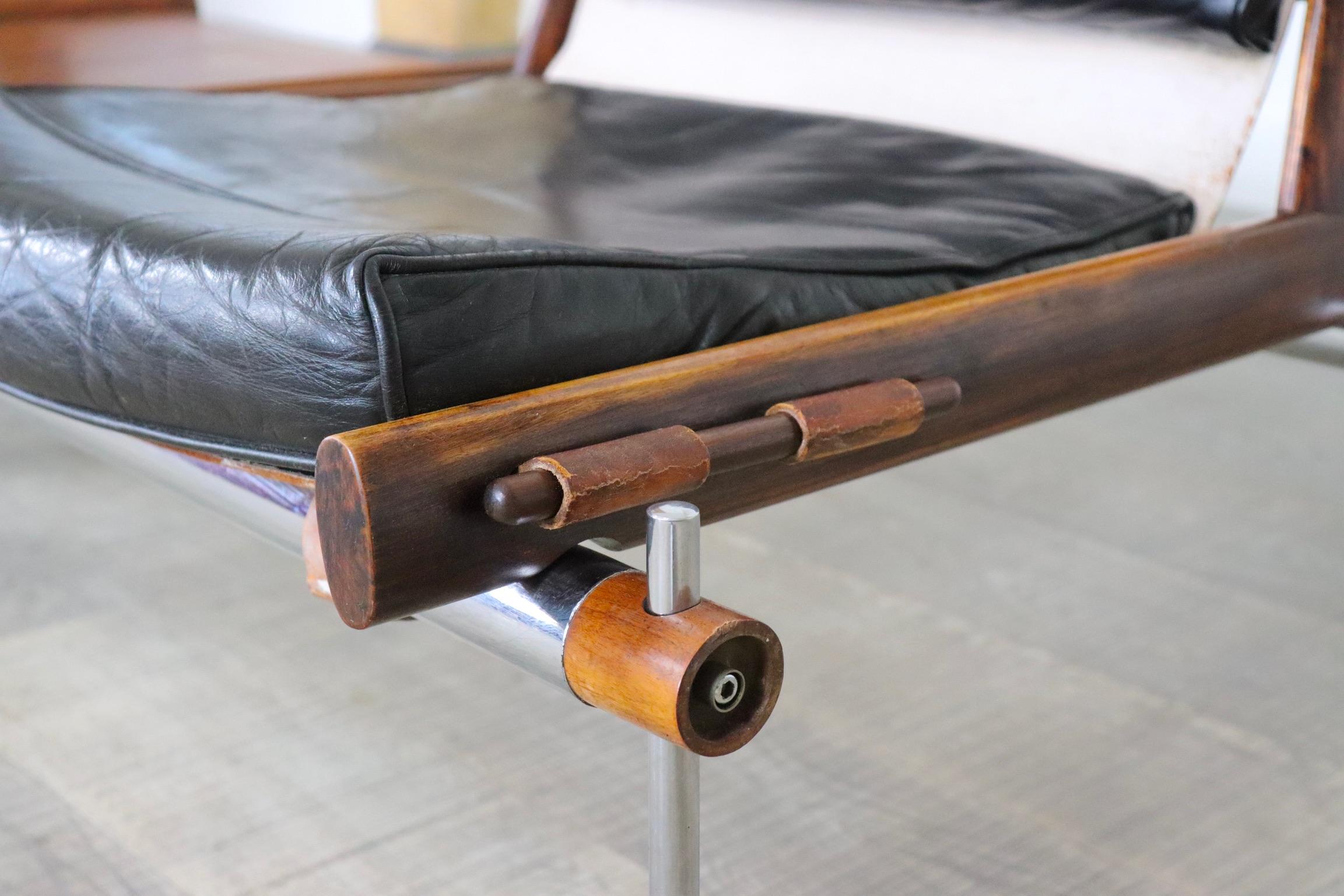 Leather Rare Percival Lafer MP-123 Modular Bench in Brazilian Rosewood, 1960s