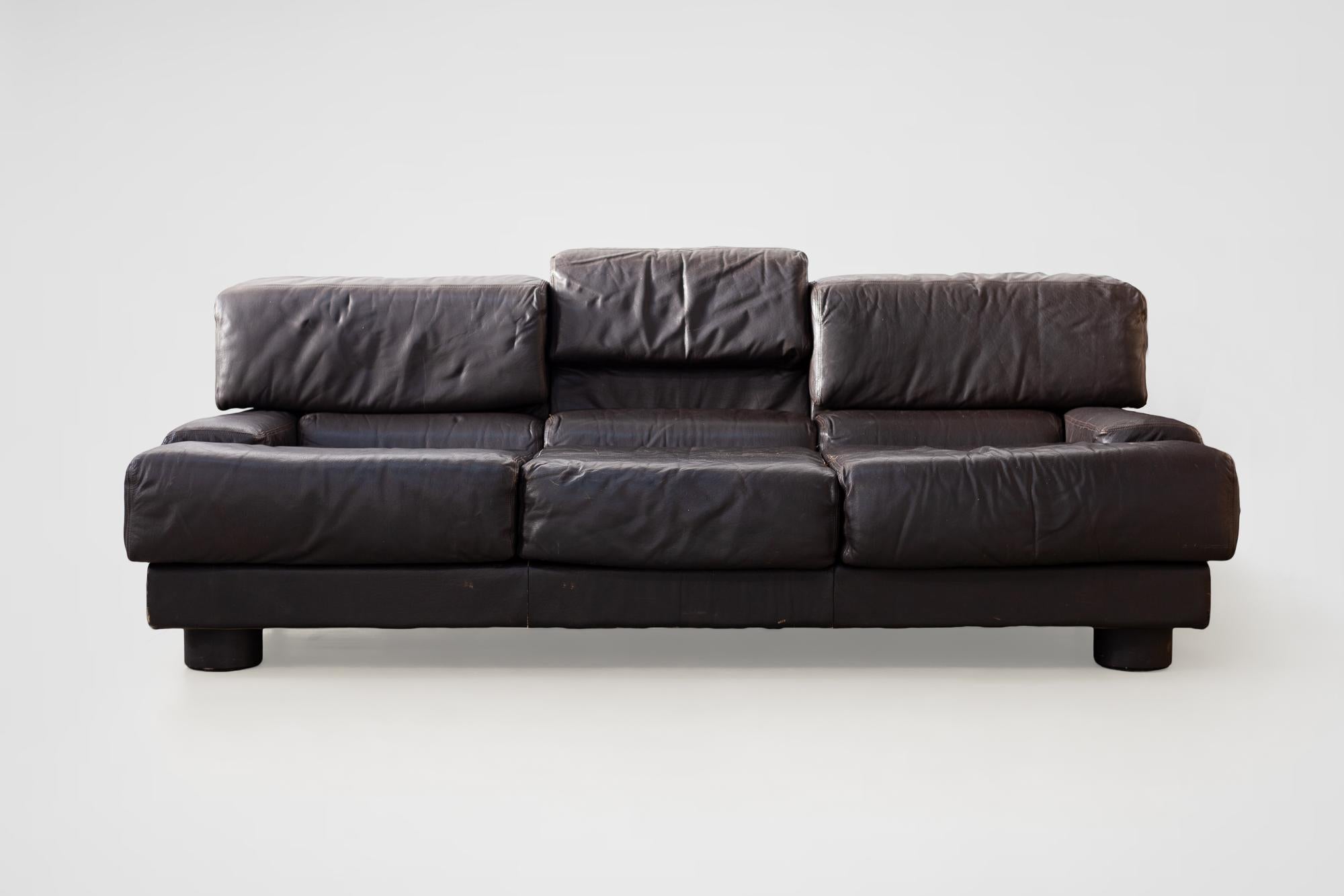 Rare Percival Lafer Sofa in Dark Brown Leather For Sale 9
