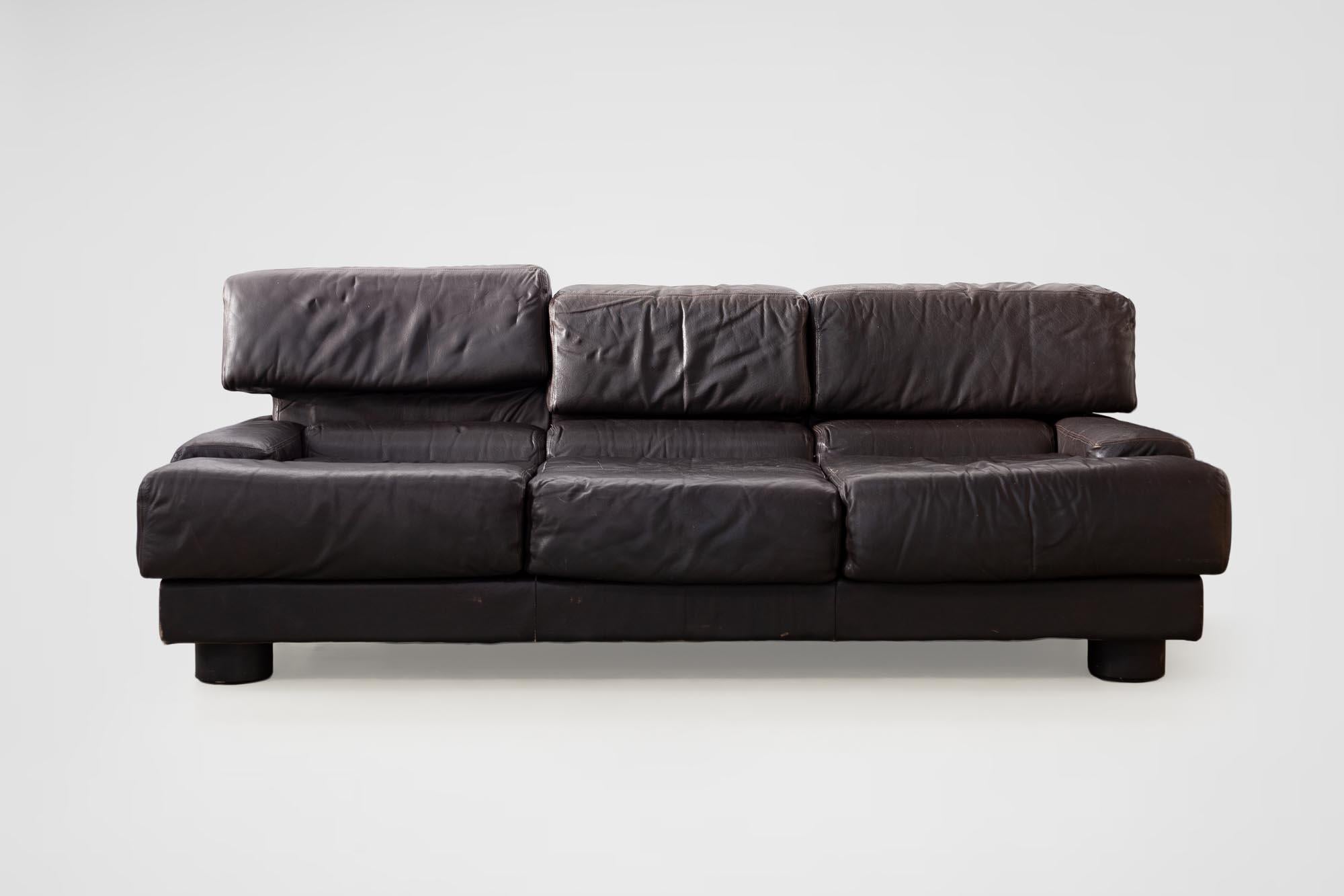 Seltenes Percival Lafer Sofa aus dunkelbraunem Leder im Angebot 10