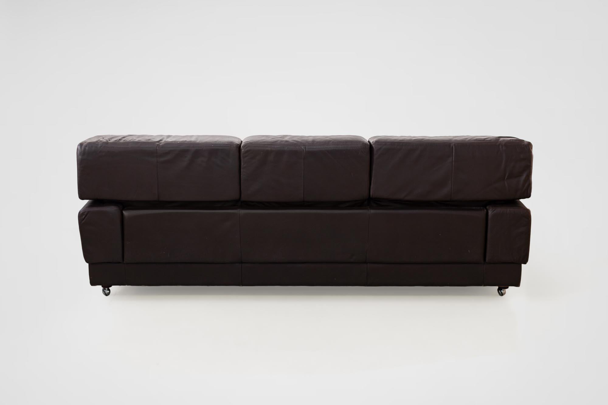 Rare Percival Lafer Sofa in Dark Brown Leather For Sale 12
