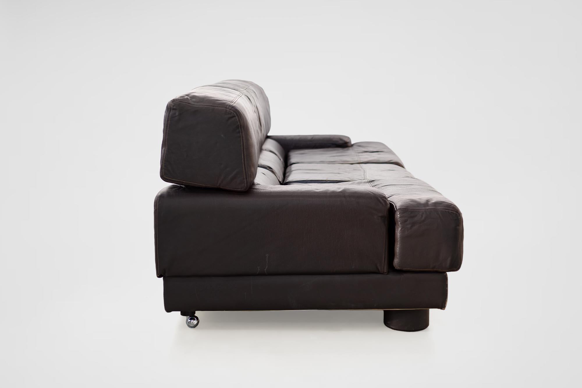 Brazilian Rare Percival Lafer Sofa in Dark Brown Leather For Sale