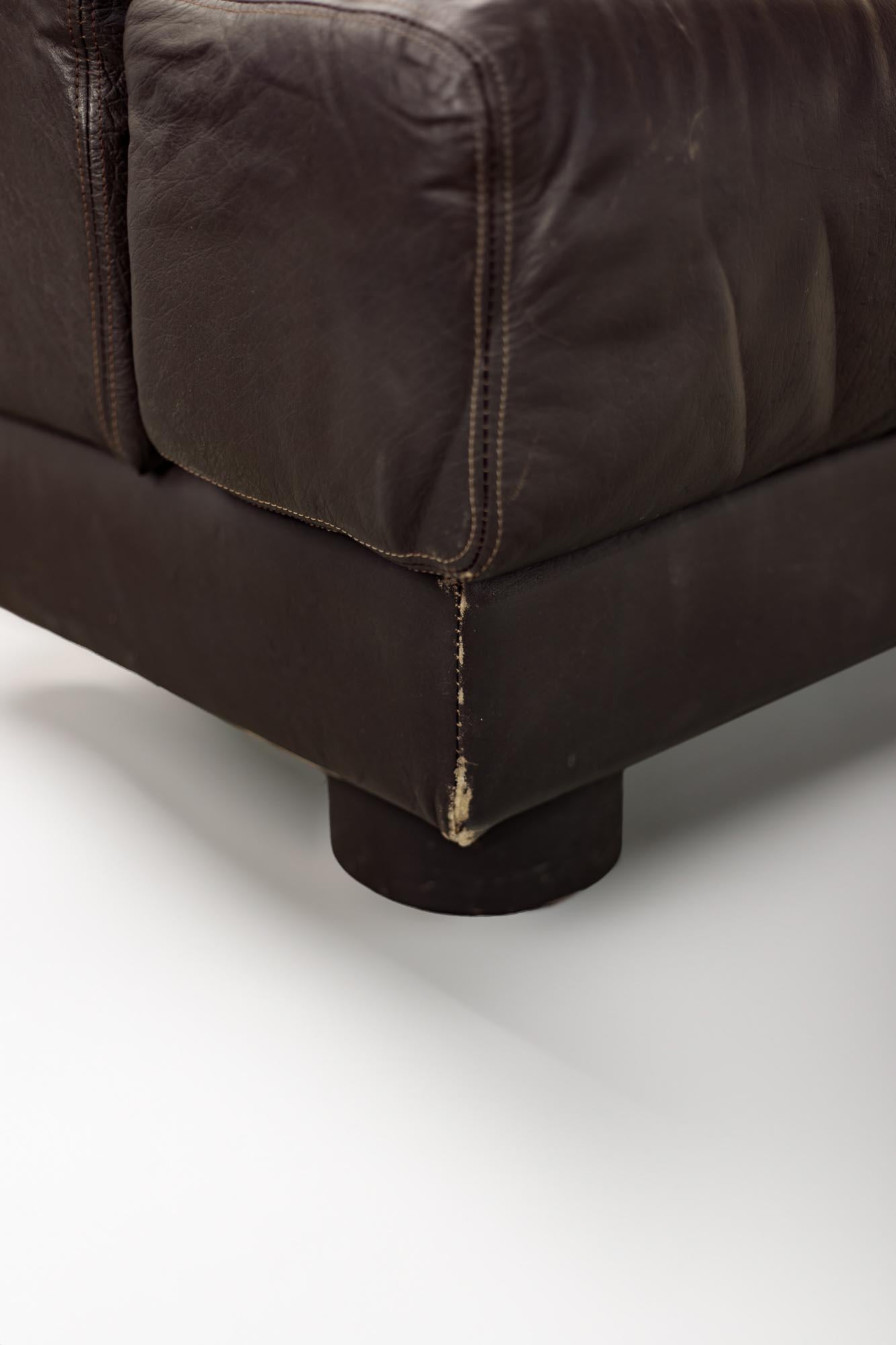 Rare Percival Lafer Sofa in Dark Brown Leather For Sale 3
