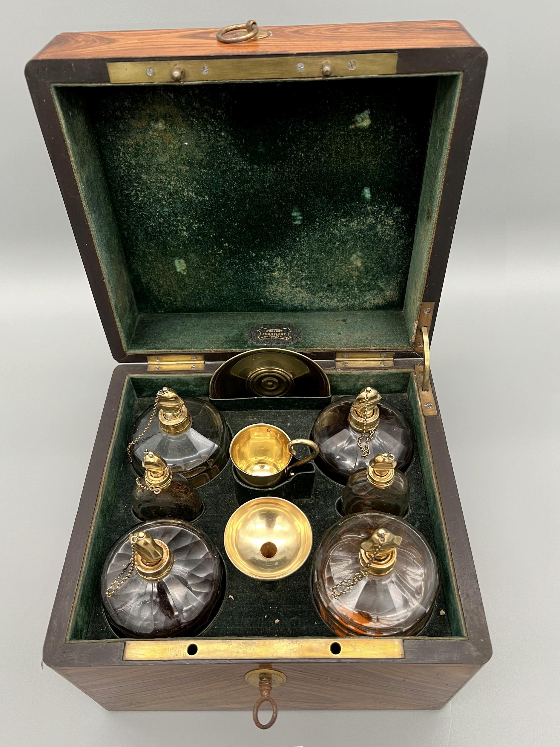 French Rare perfume cellar or travel scent box, Berthet manufacturer, France 1798/1808 For Sale