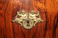 Rare Period 1800s Italian Made Circassian Walnut and Kingwood Marble Top Commode