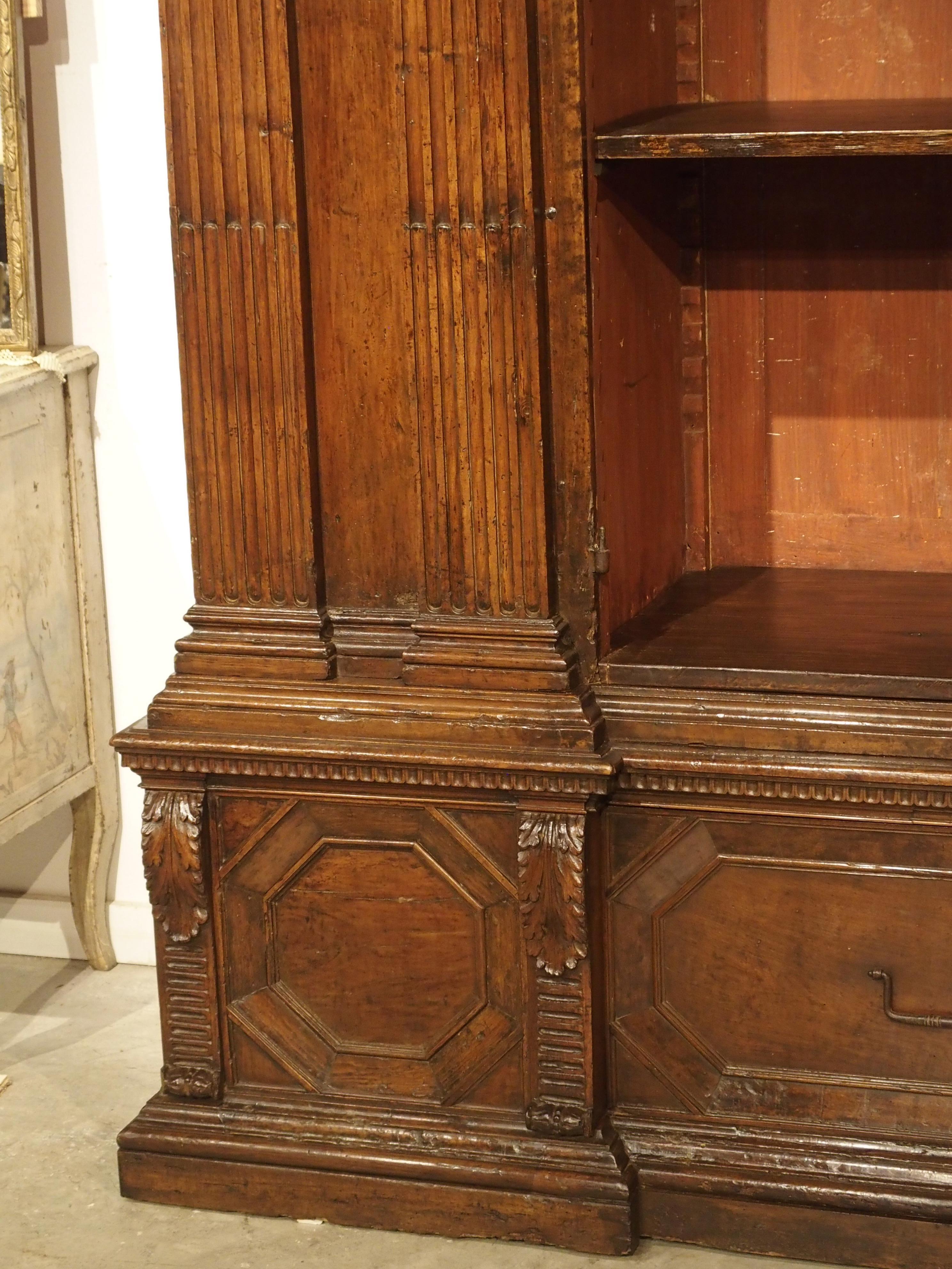 Rare Period Italian Renaissance Walnut Wood Armadio Bookcase 4