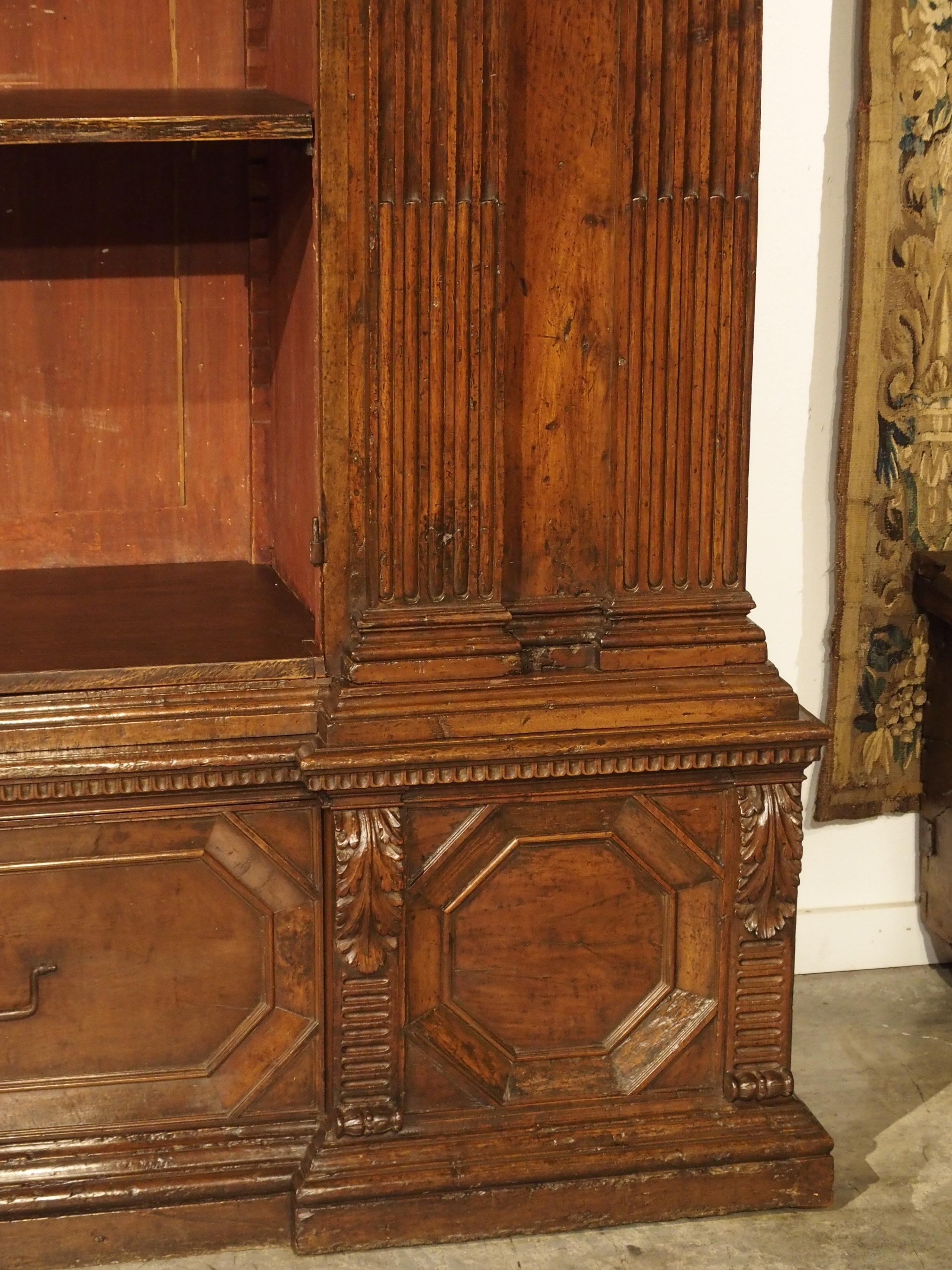 Rare Period Italian Renaissance Walnut Wood Armadio Bookcase 1