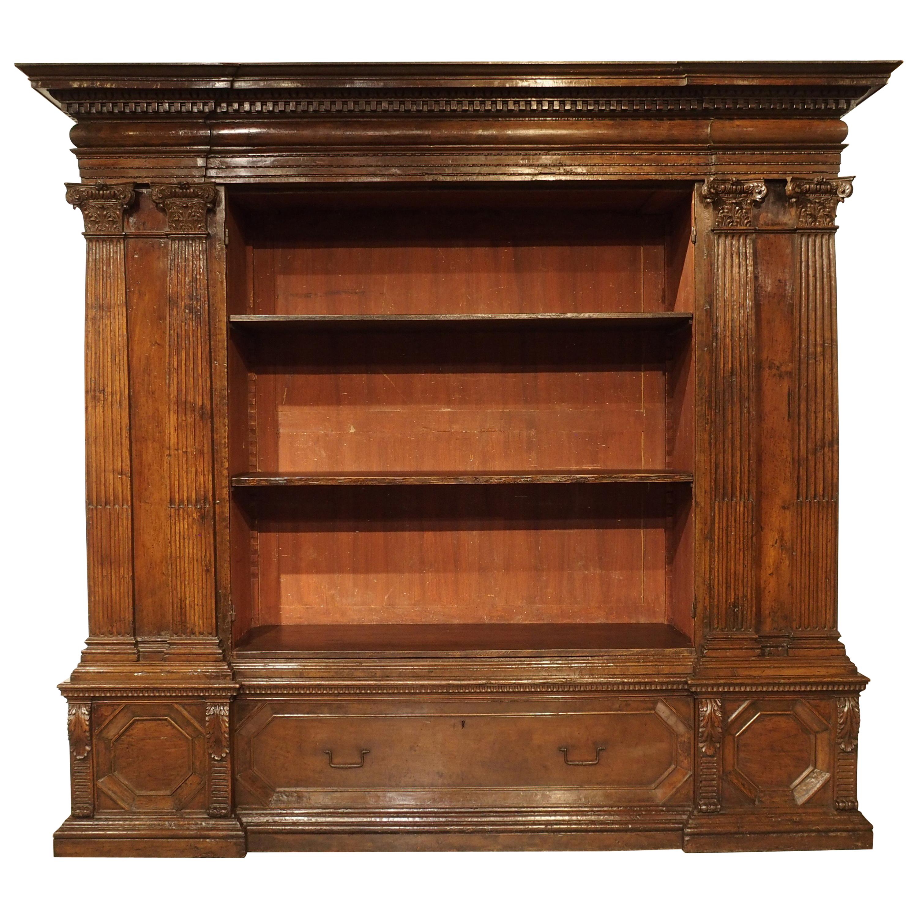 Rare Period Italian Renaissance Walnut Wood Armadio Bookcase