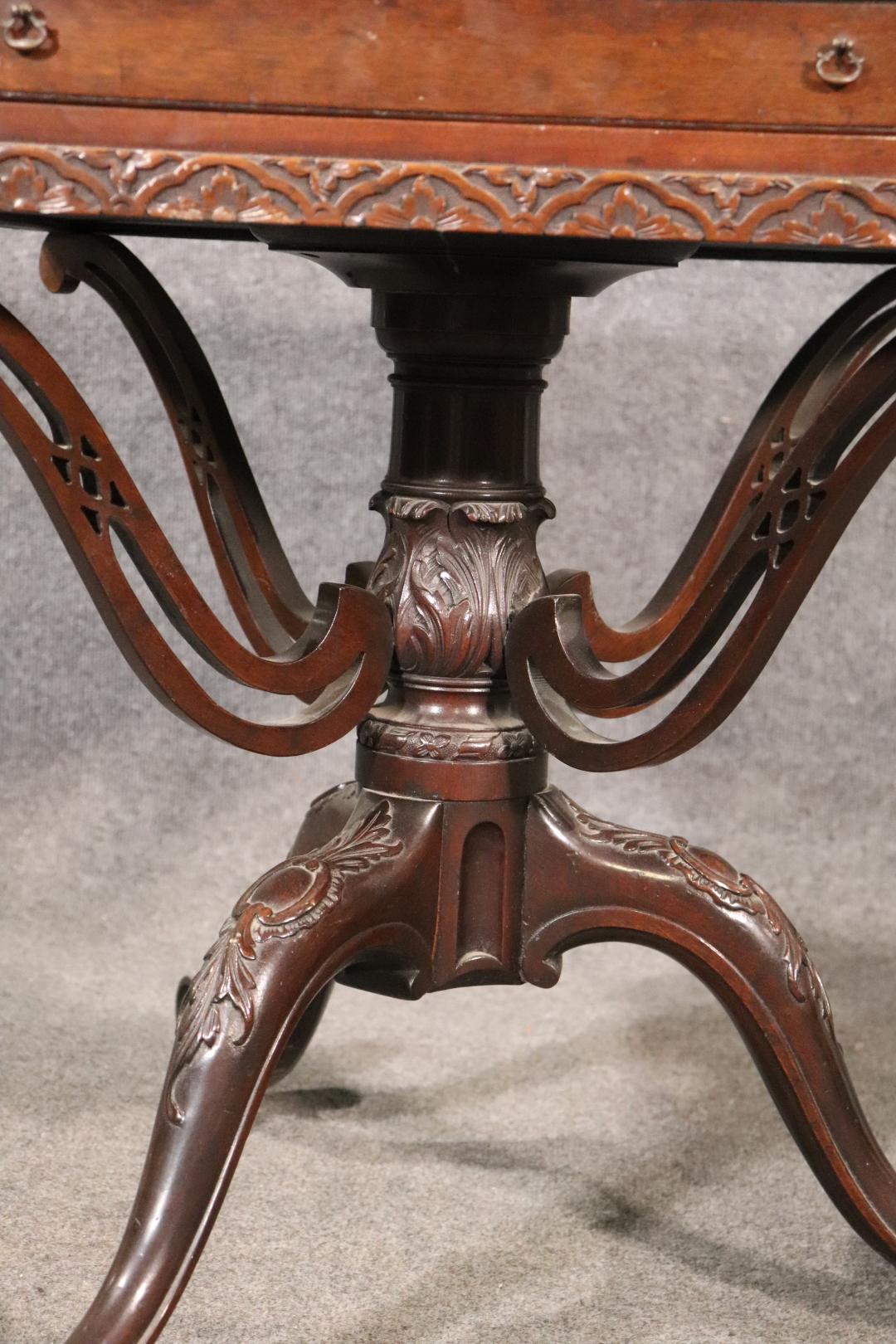 Rare Period Metamorphic Irish Chippendale Leather Top Games Table, Crica 1780 1