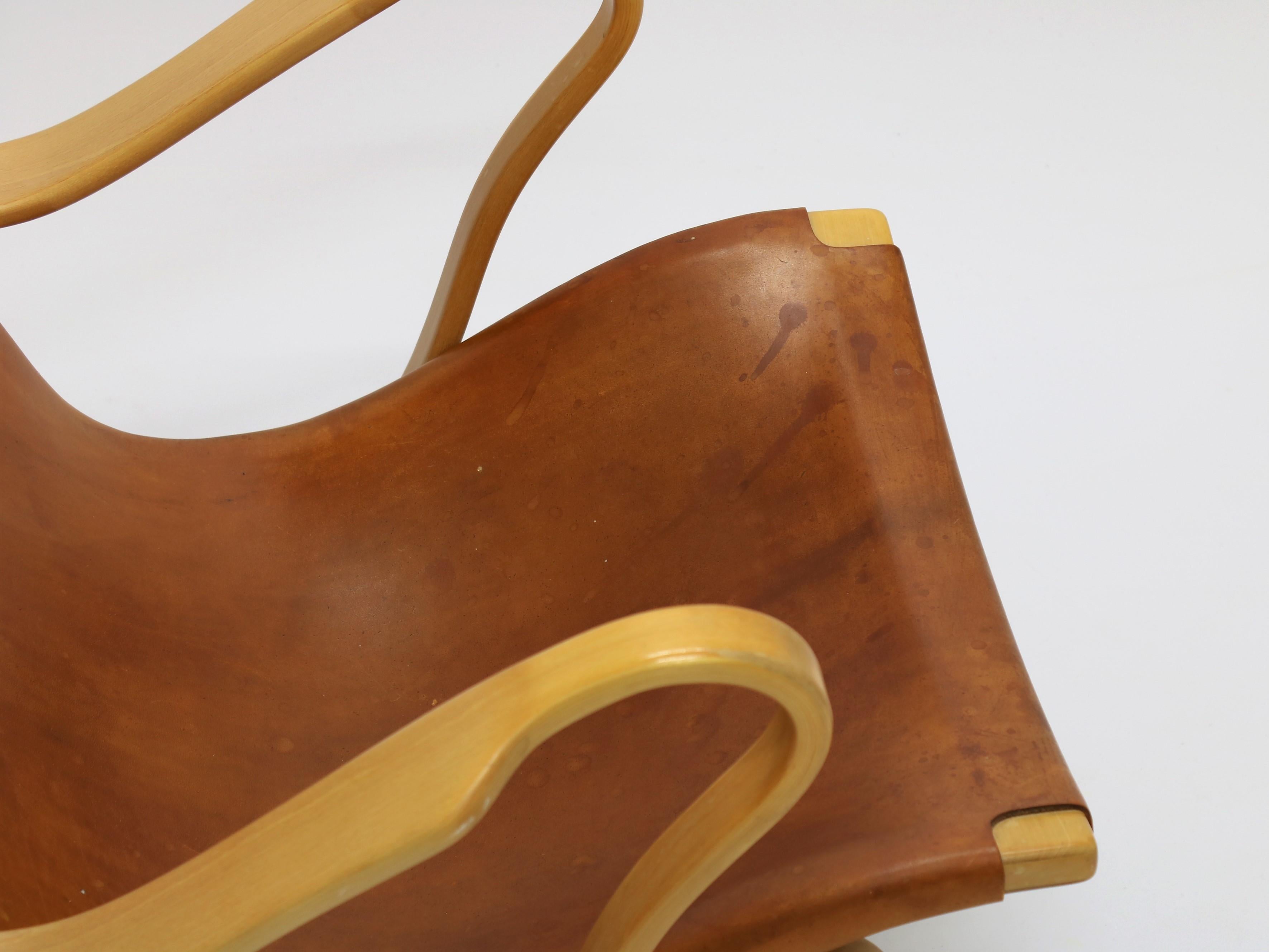 20th Century Rare Pernilla 2 Chair in Original Leather by Bruno Mathsson, Sweden, 1950s