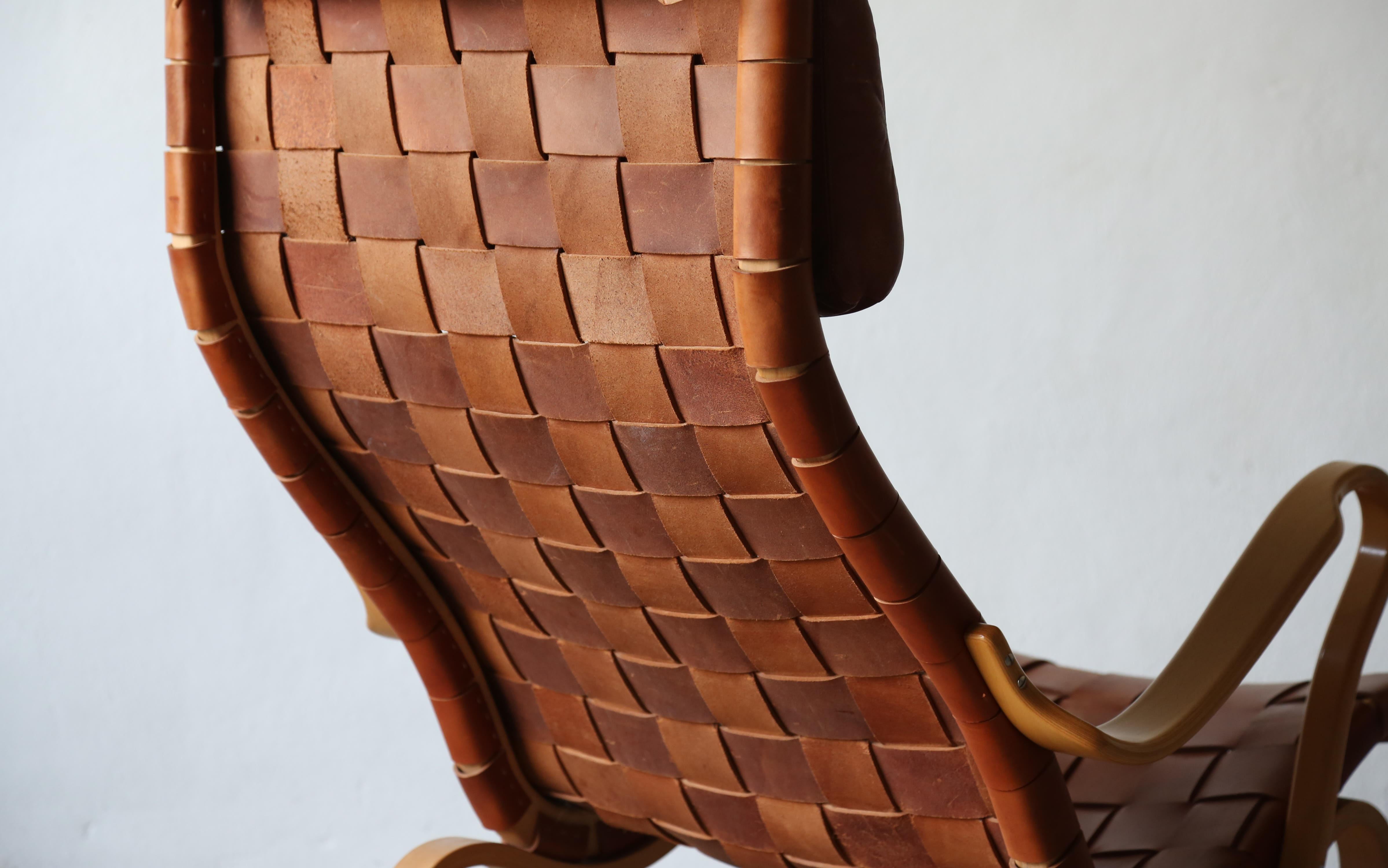 Rare Pernilla Chair in Leather by Bruno Mathsson, Sweden, 1960s 7