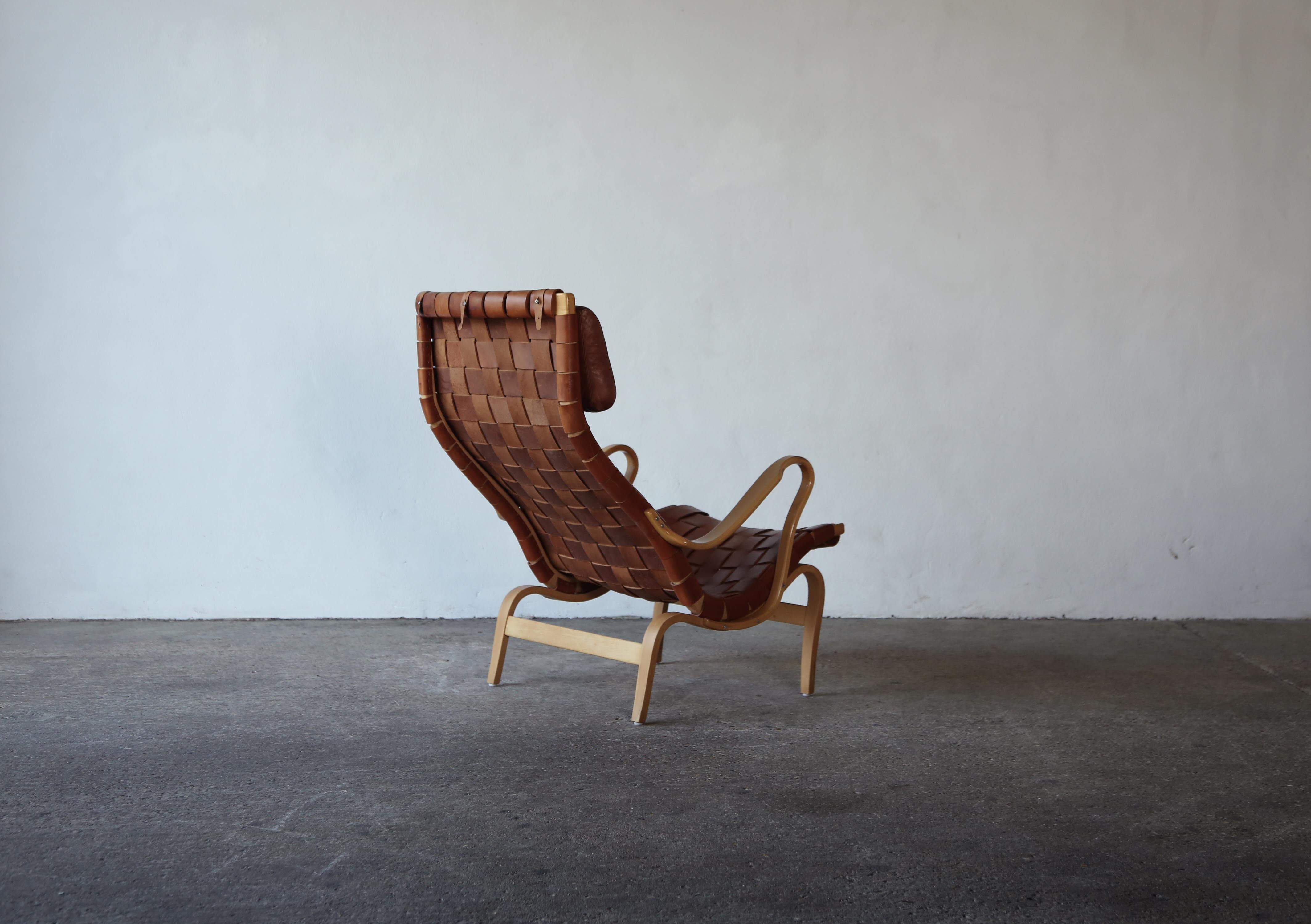 Mid-Century Modern Rare Pernilla Chair in Leather by Bruno Mathsson, Sweden, 1960s