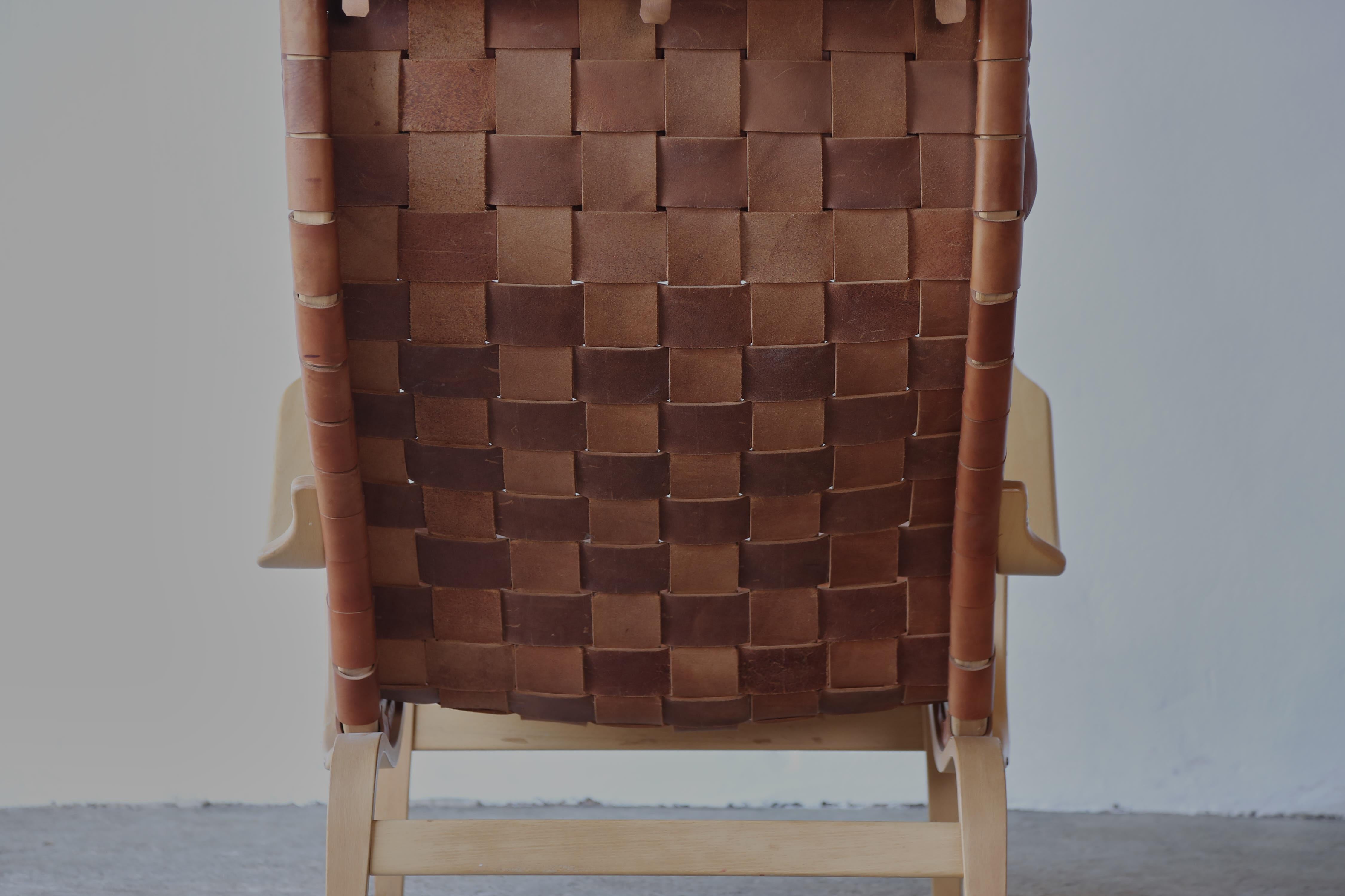 20th Century Rare Pernilla Chair in Leather by Bruno Mathsson, Sweden, 1960s