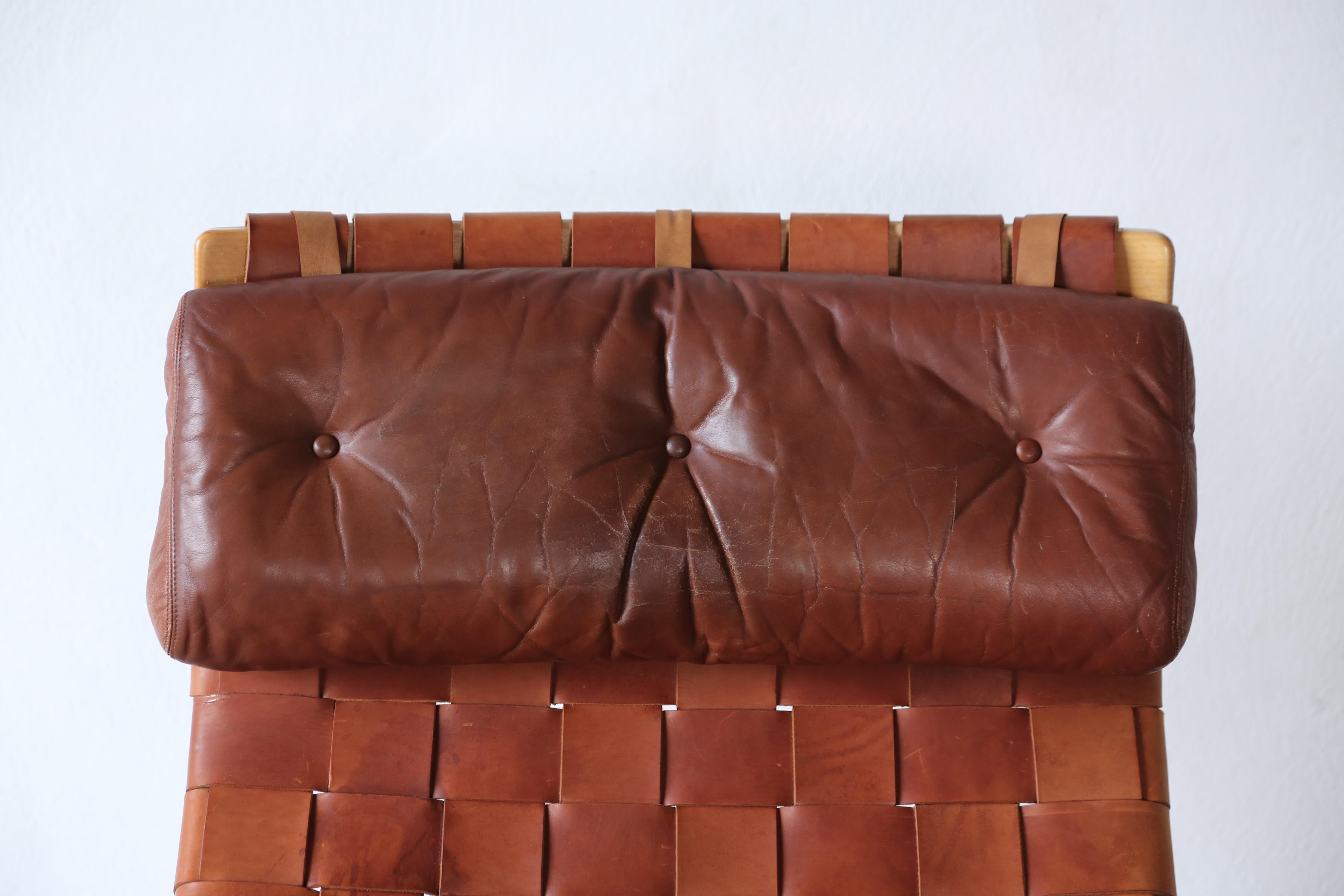 Rare Pernilla Chair in Leather by Bruno Mathsson, Sweden, 1960s 2