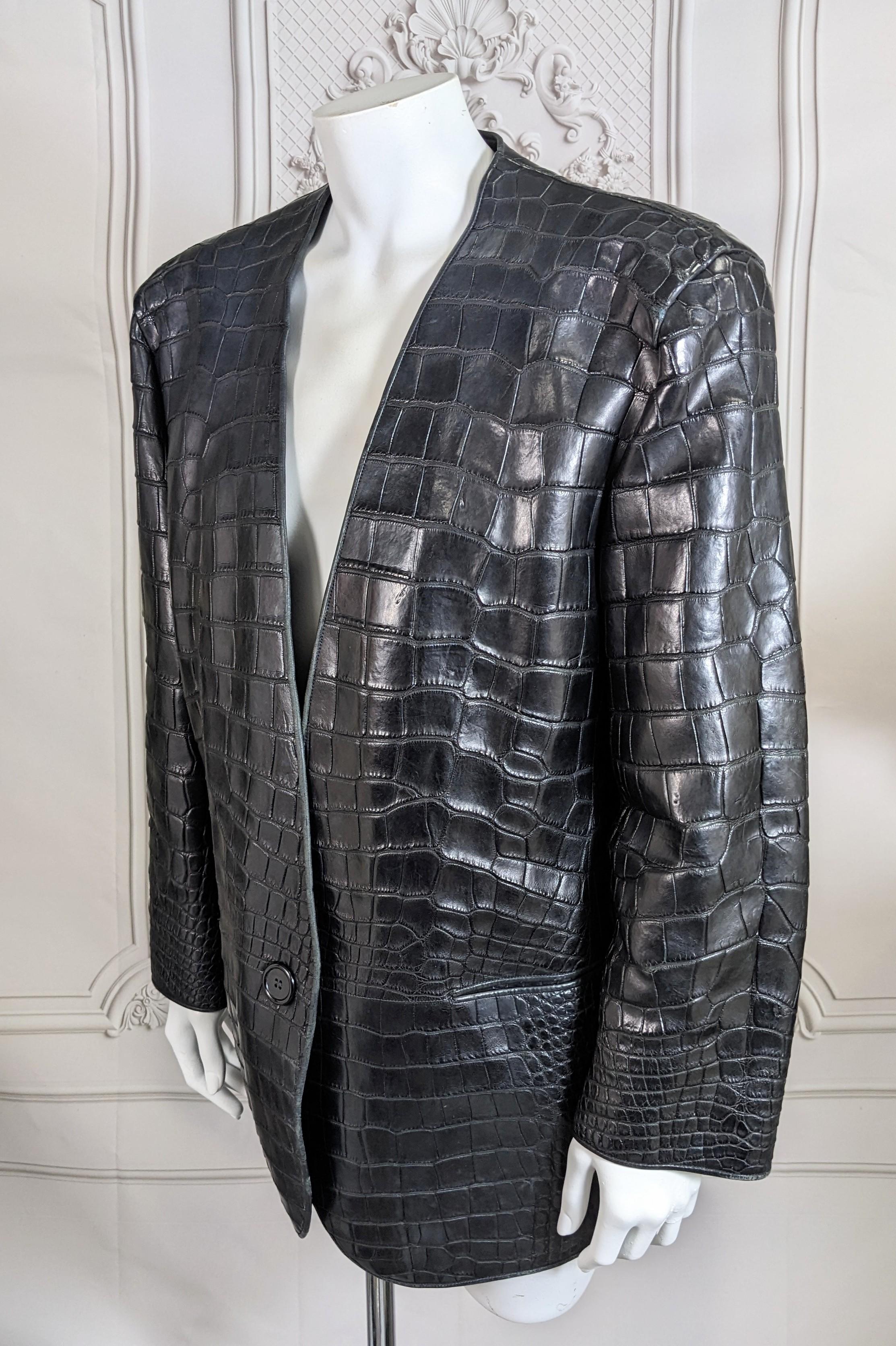 Rare Perry Ellis Crocodile Cardigan In Good Condition For Sale In New York, NY