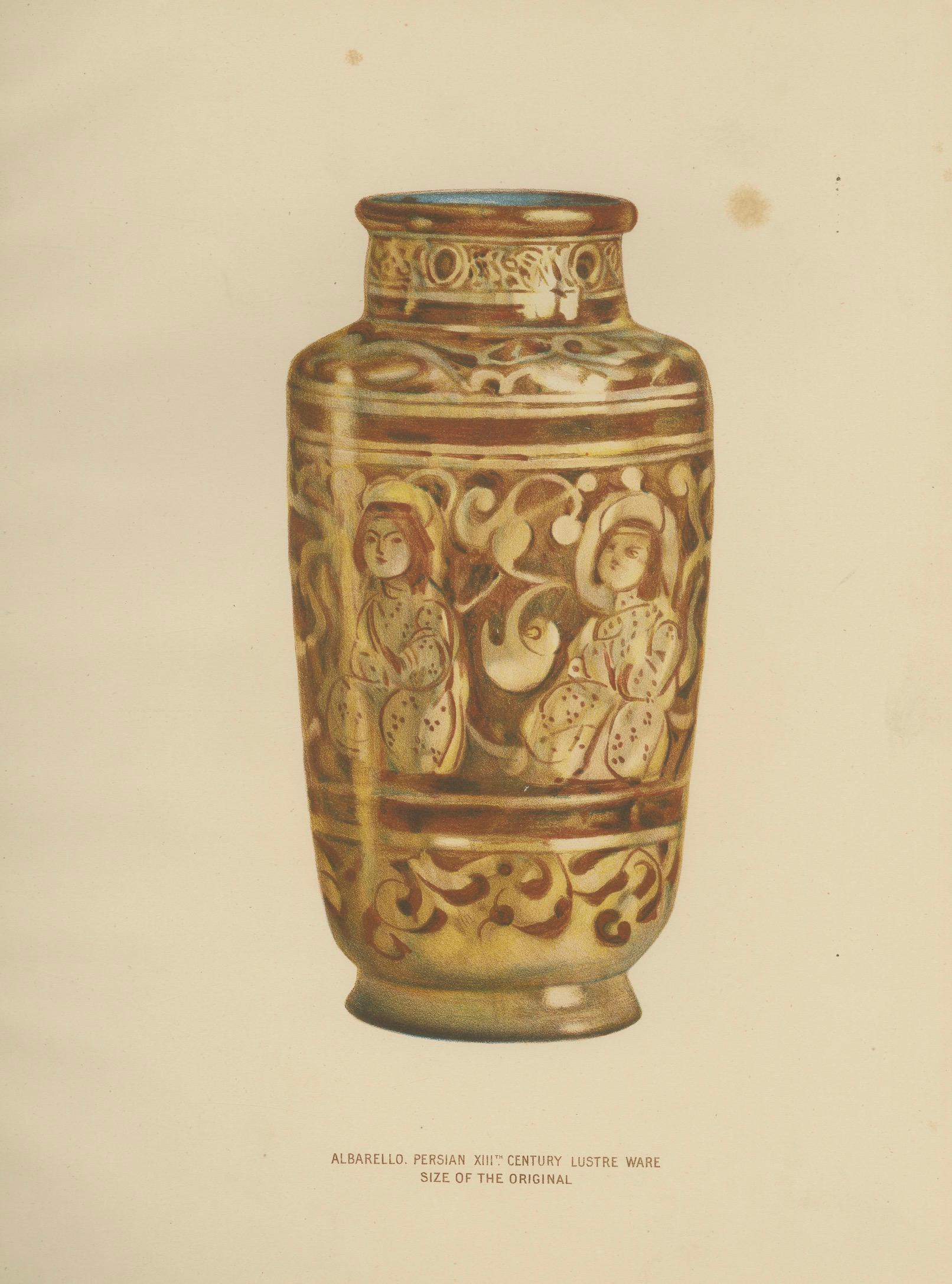 Rare Persian Lustreware Albarello Chromolithograph, Henry Wallis, 1899