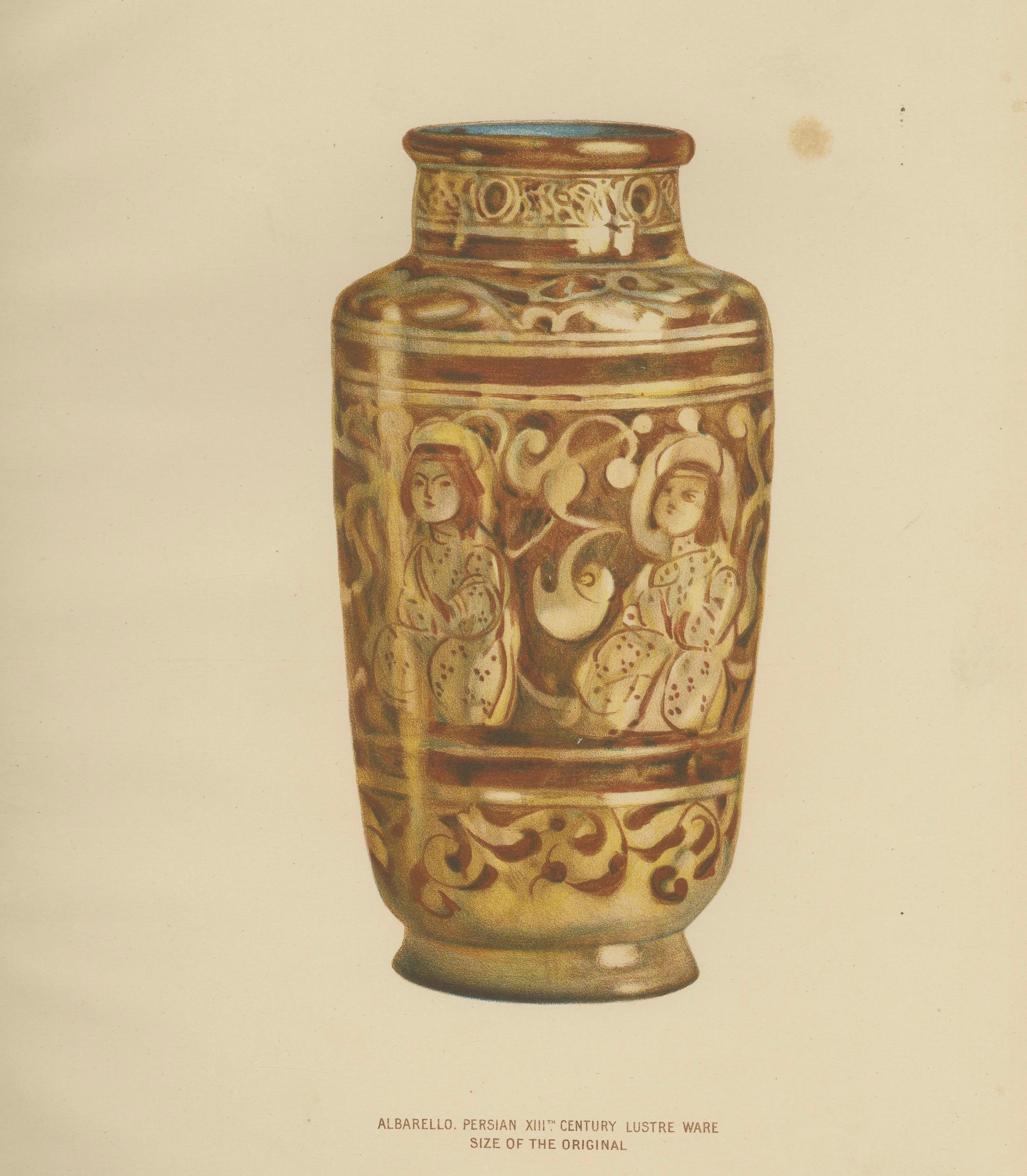 Rare Persian Lustreware Albarello Chromolithograph, Henry Wallis, 1899