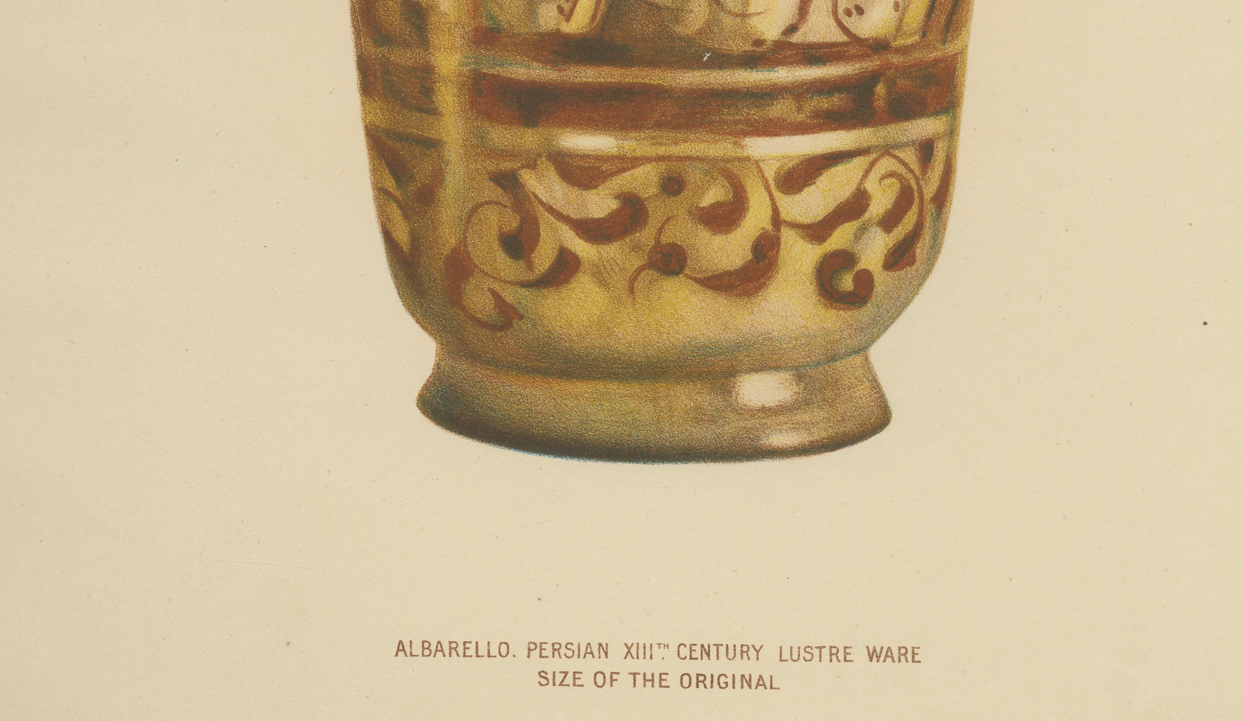 Rare Persian Lustreware Albarello Chromolithograph, Henry Wallis, 1899