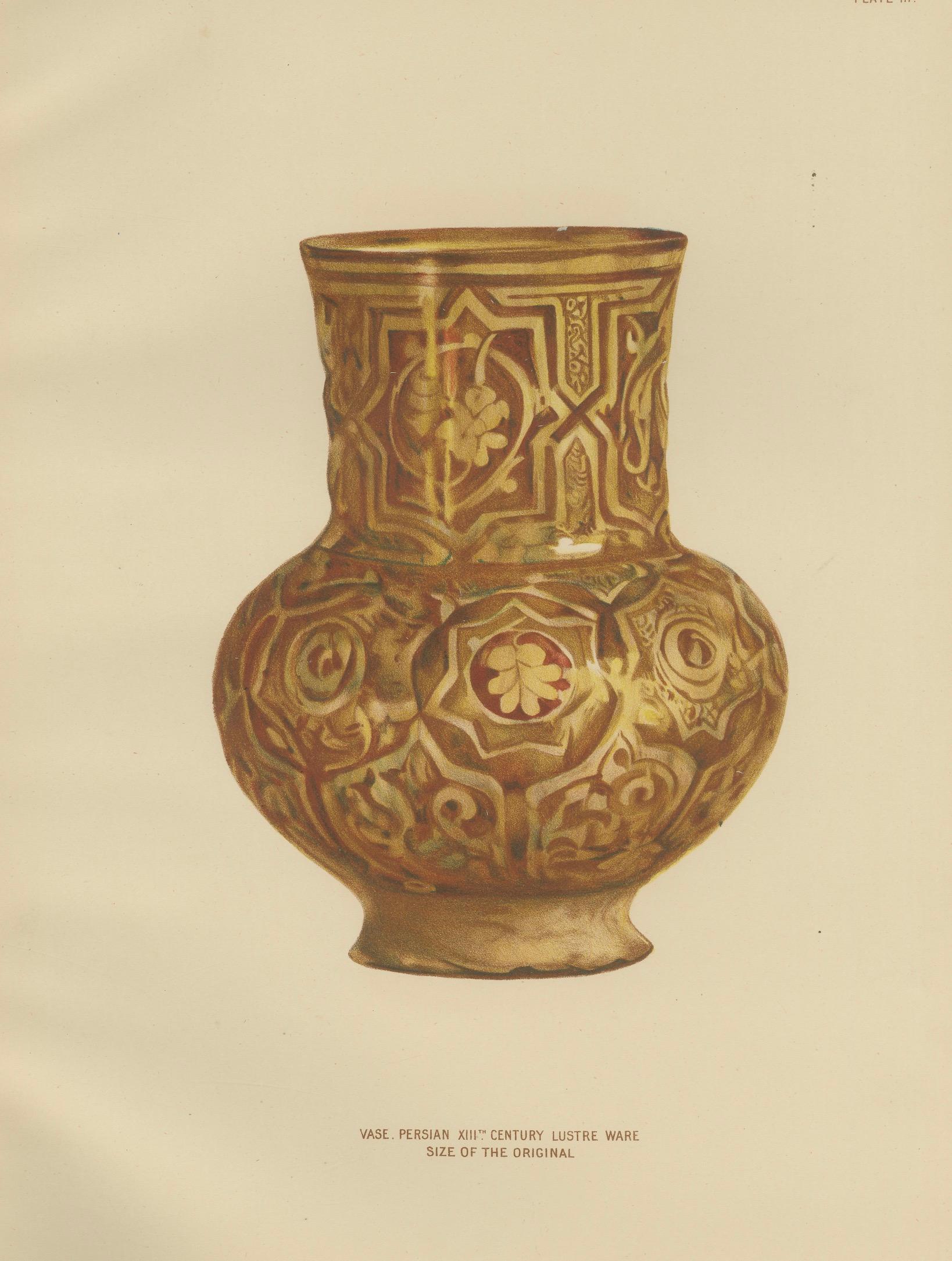 Rare Persian Lustreware Vase Chromolithograph, Henry Wallis, Limited, 1899