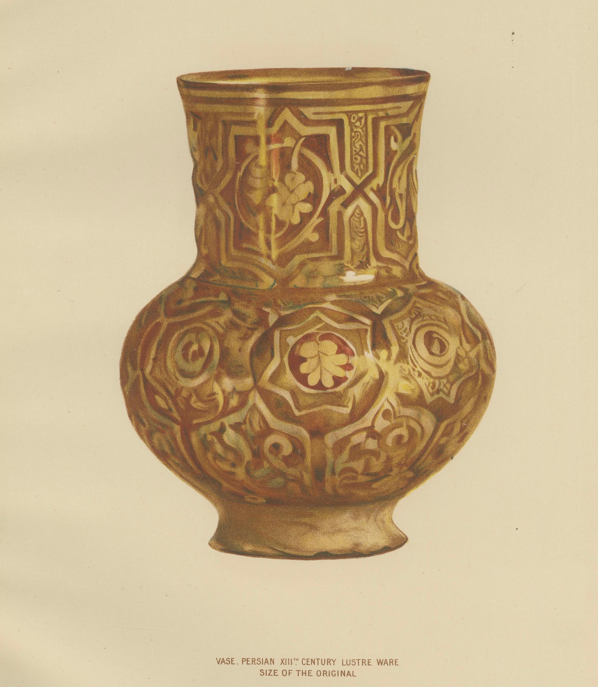 Rare Persian Lustreware Vase Chromolithograph, Henry Wallis, Limited, 1899