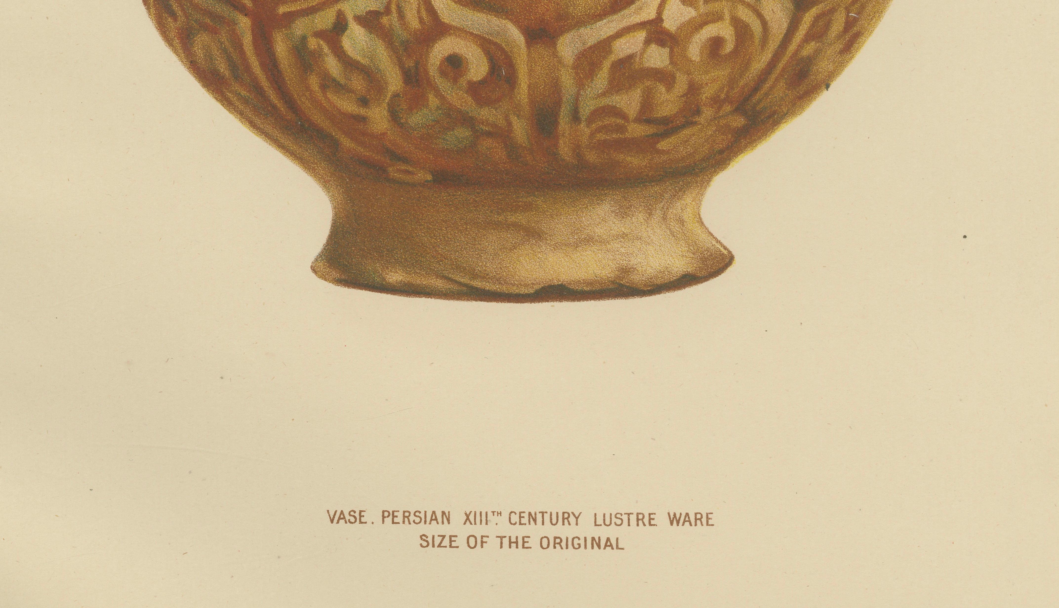 Rare Persian Lustreware Vase Chromolithograph, Henry Wallis, Limited, 1899