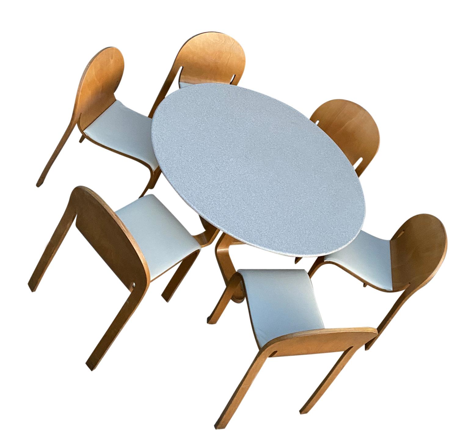 Rare Peter Danko Design Mid-Century Modern Dining Table '6' Chairs Bent Wood In Good Condition In BROOKLYN, NY